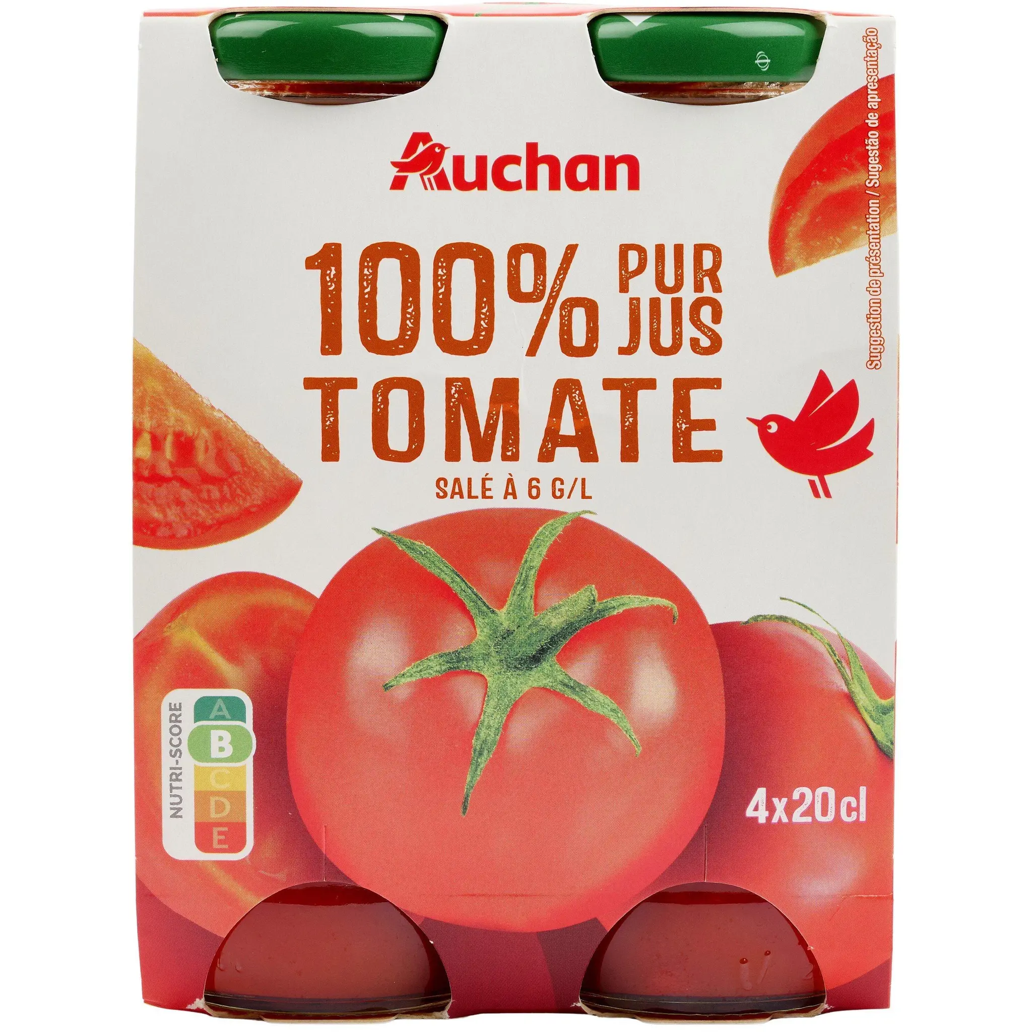 AUCHAN Pur jus de tomate bouteilles