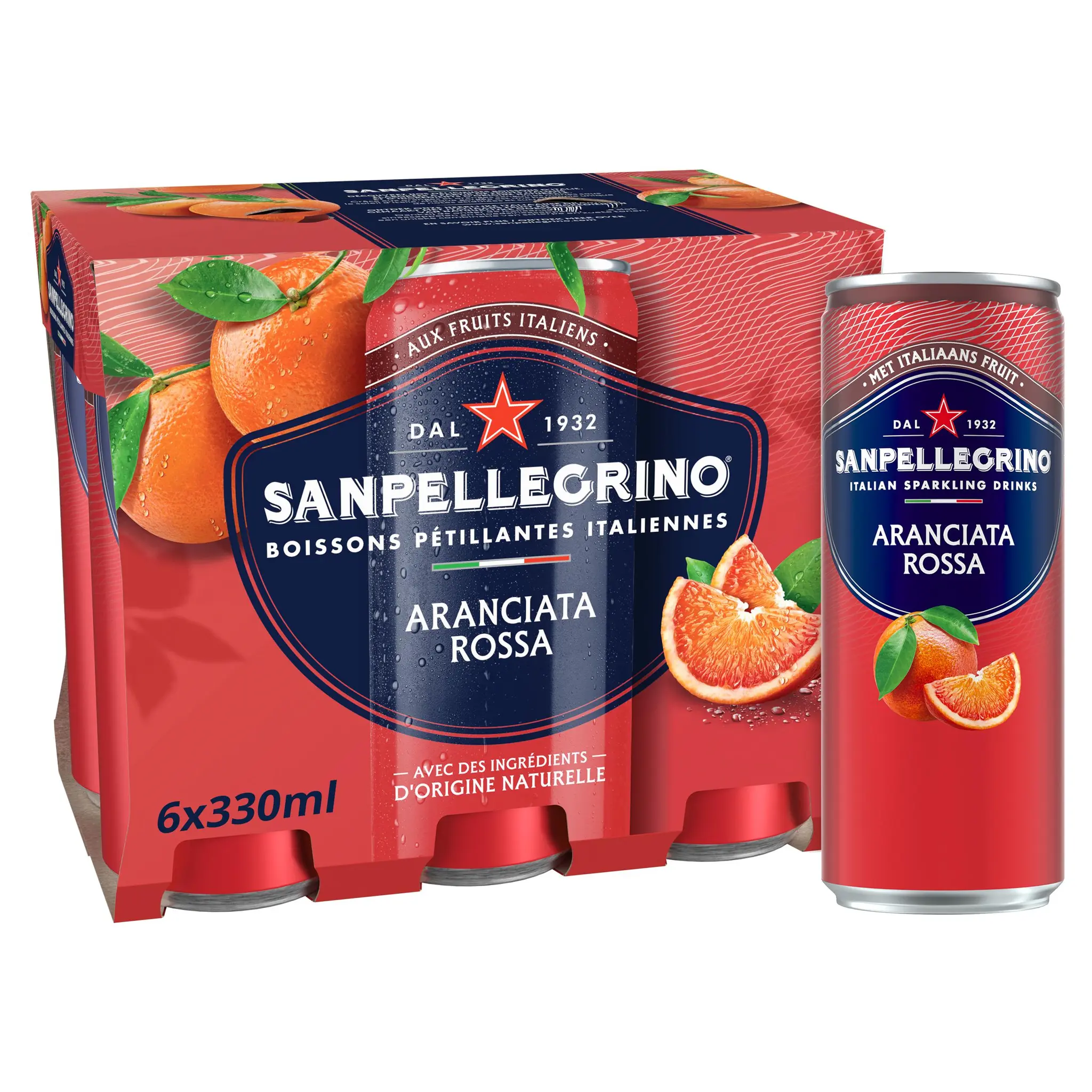 SAN PELLEGRINO Eau gazeuse aromatisée aranciata rossa boîtes
