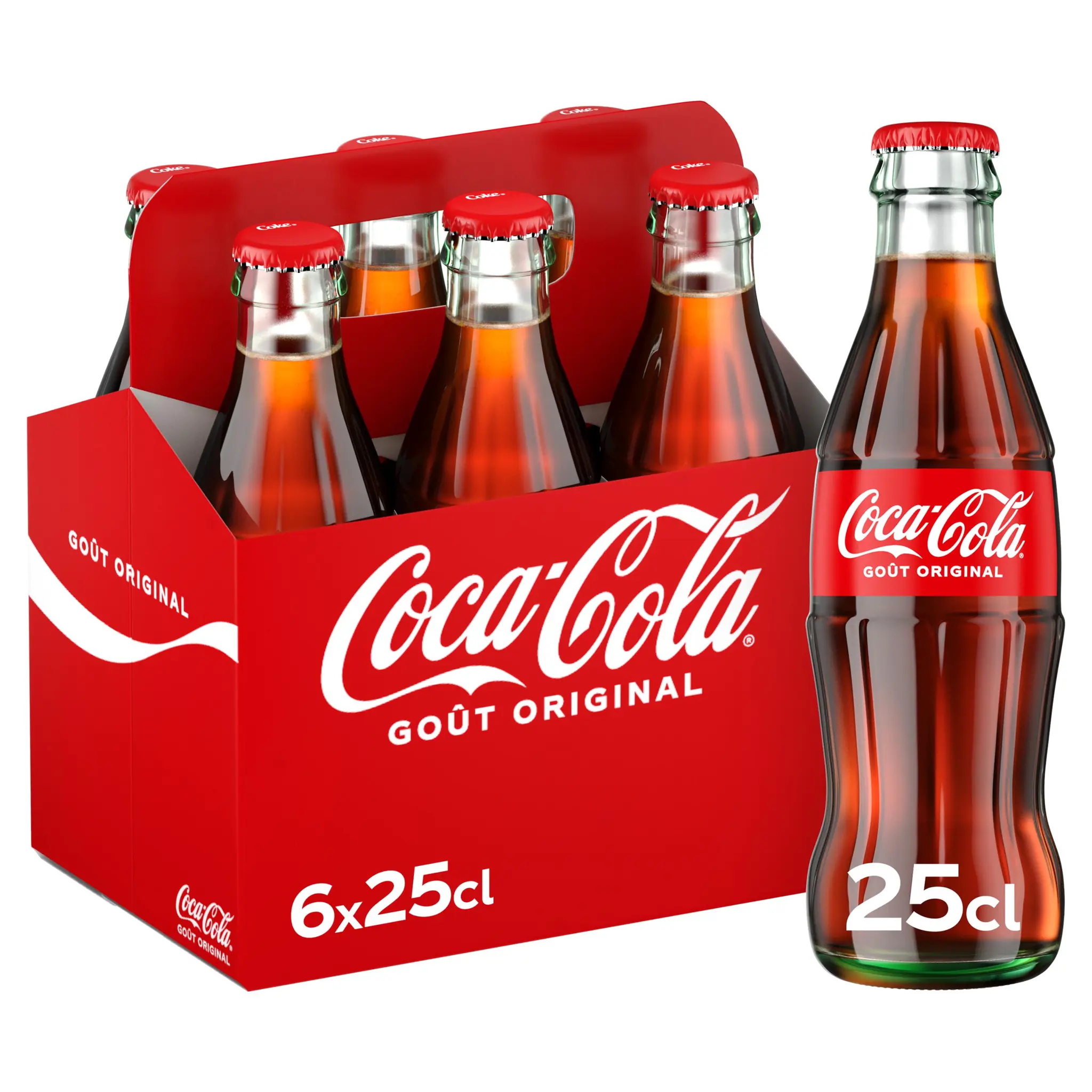 COCA-COLA Boisson gazeuse Original aux extraits végétaux bouteilles verre