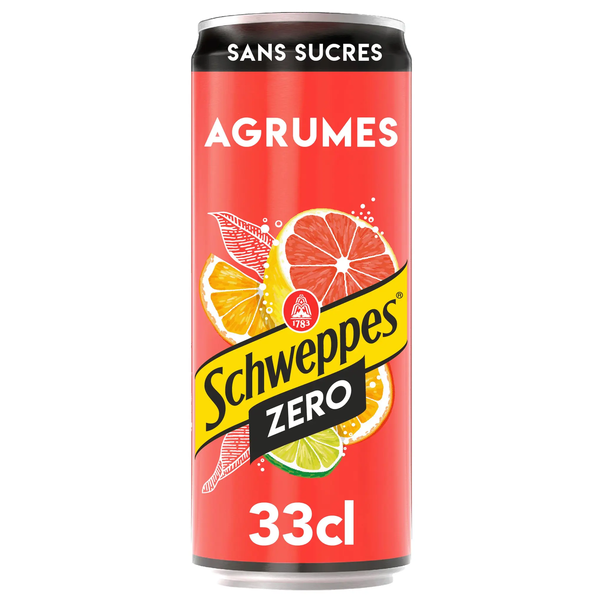 SCHWEPPES Boisson gazeuse saveur agrumes sans sucres boîte