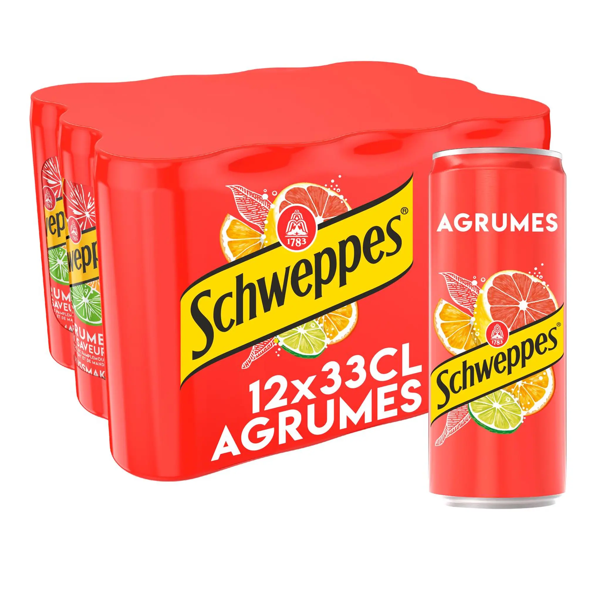 SCHWEPPES Boisson gazeuse saveur Agrumes boîtes slim