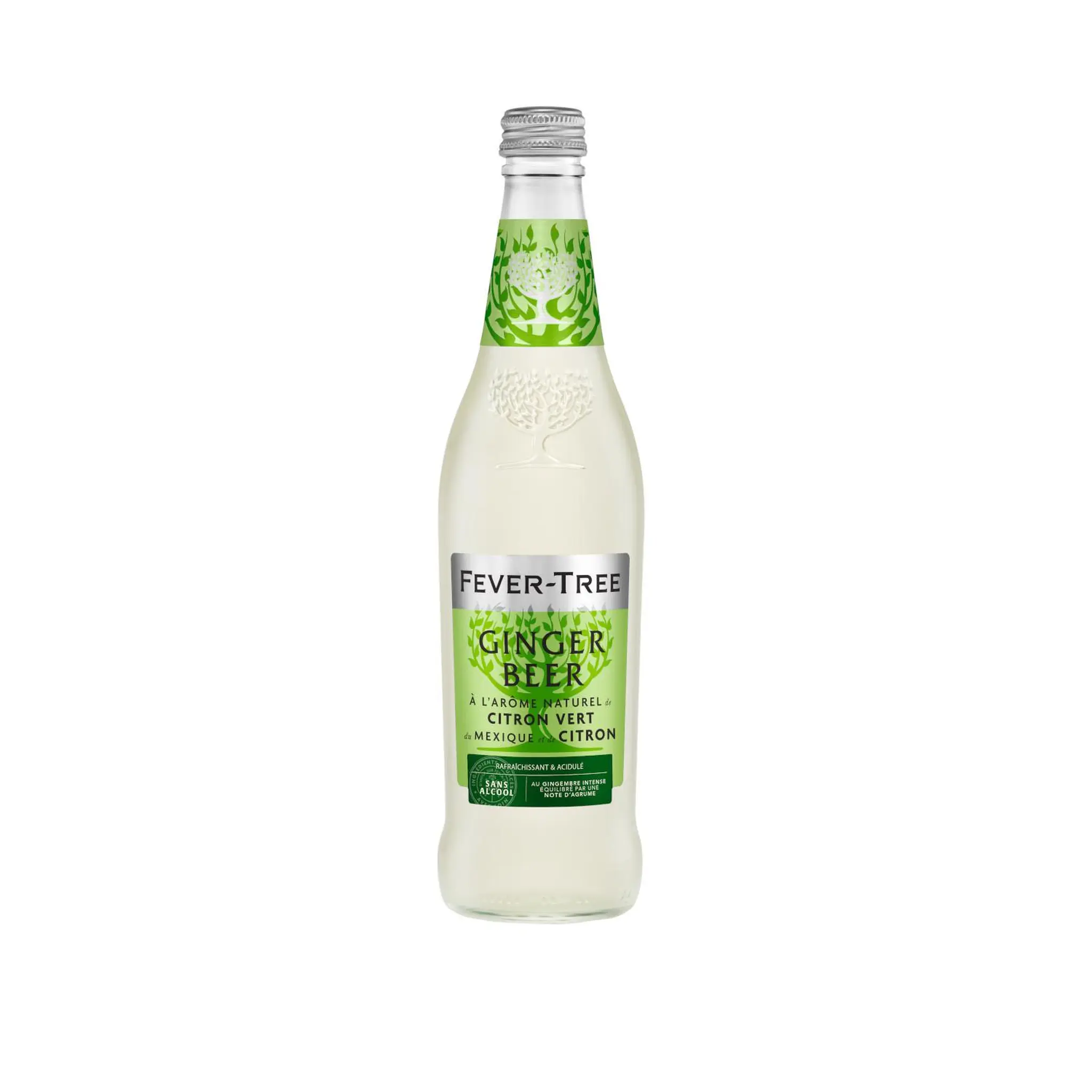 FEVER TREE Boisson gazeuse au gingembre et citron vert bouteille verre