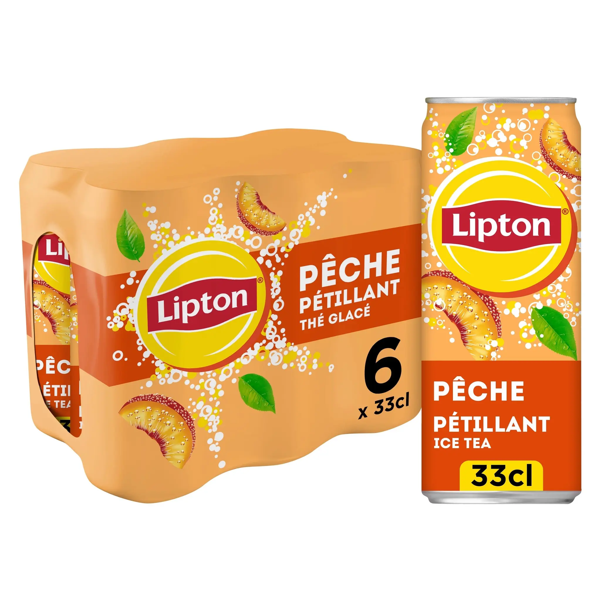 LIPTON ICE TEA Boisson gazeuse à base de thé saveur pêche boîtes