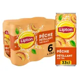 LIPTON ICE TEA Boisson gazeuse à base de thé saveur pêche boîtes