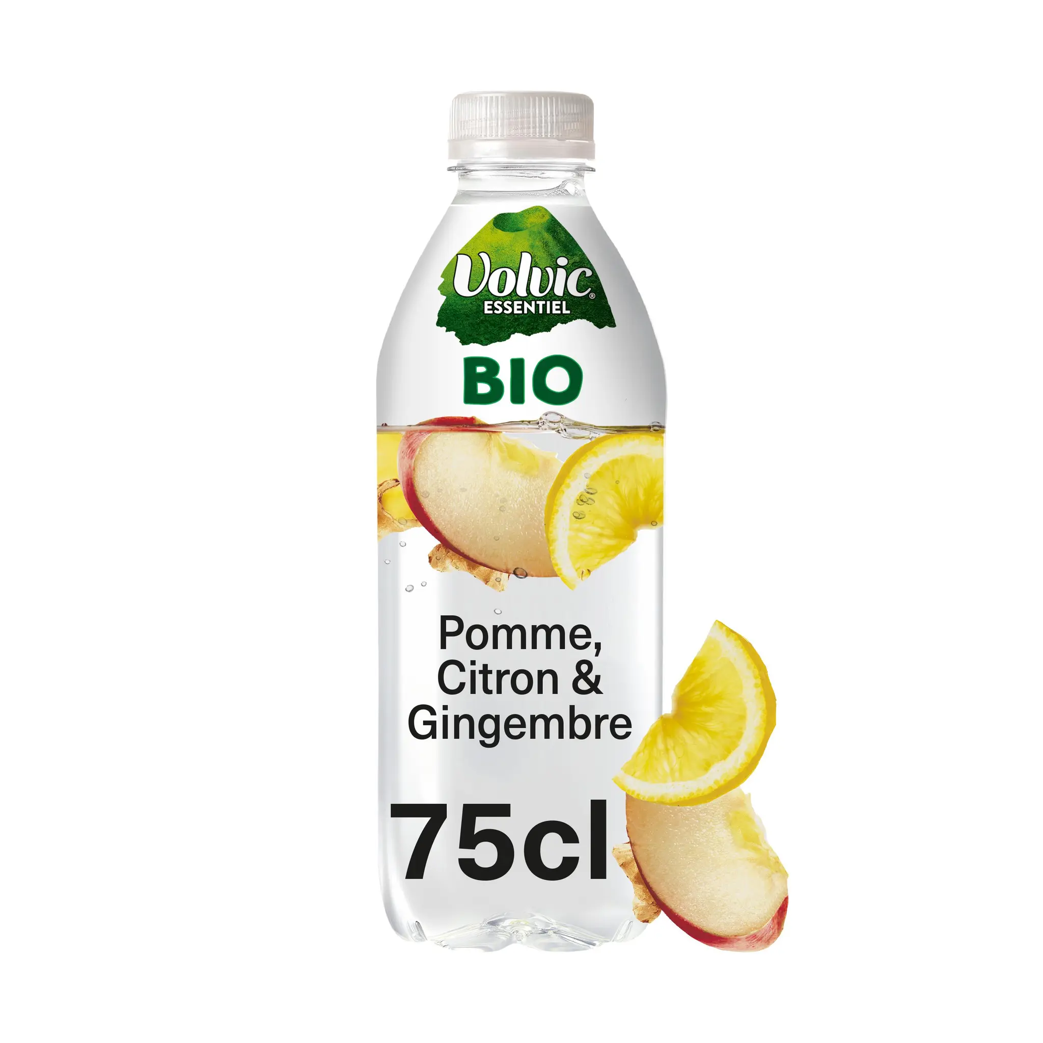 VOLVIC Eau minérale naturelle aromatisée à la pomme citron gingembre bio sans sucres