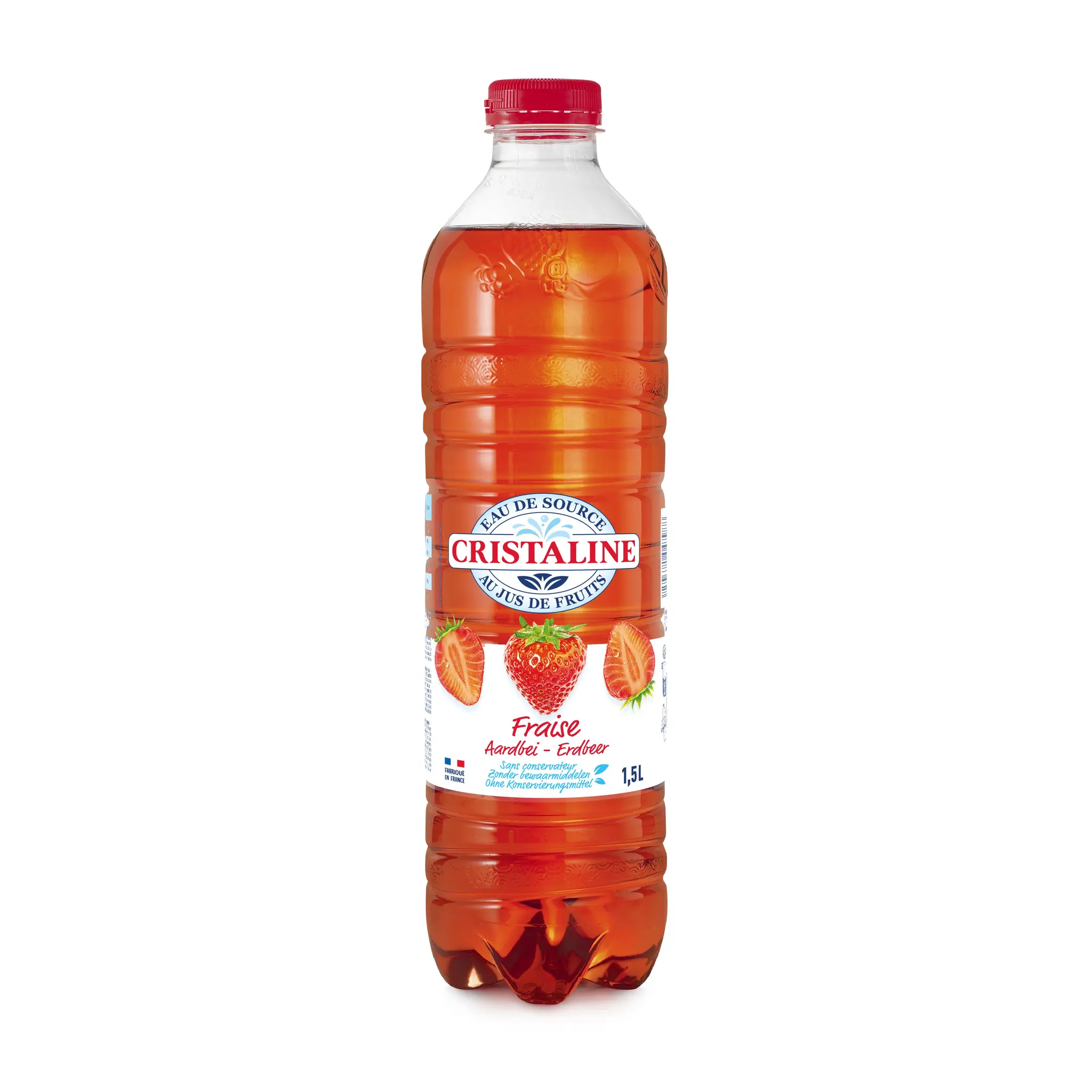 CRISTALINE Eau de source aromatisée au jus de fraise