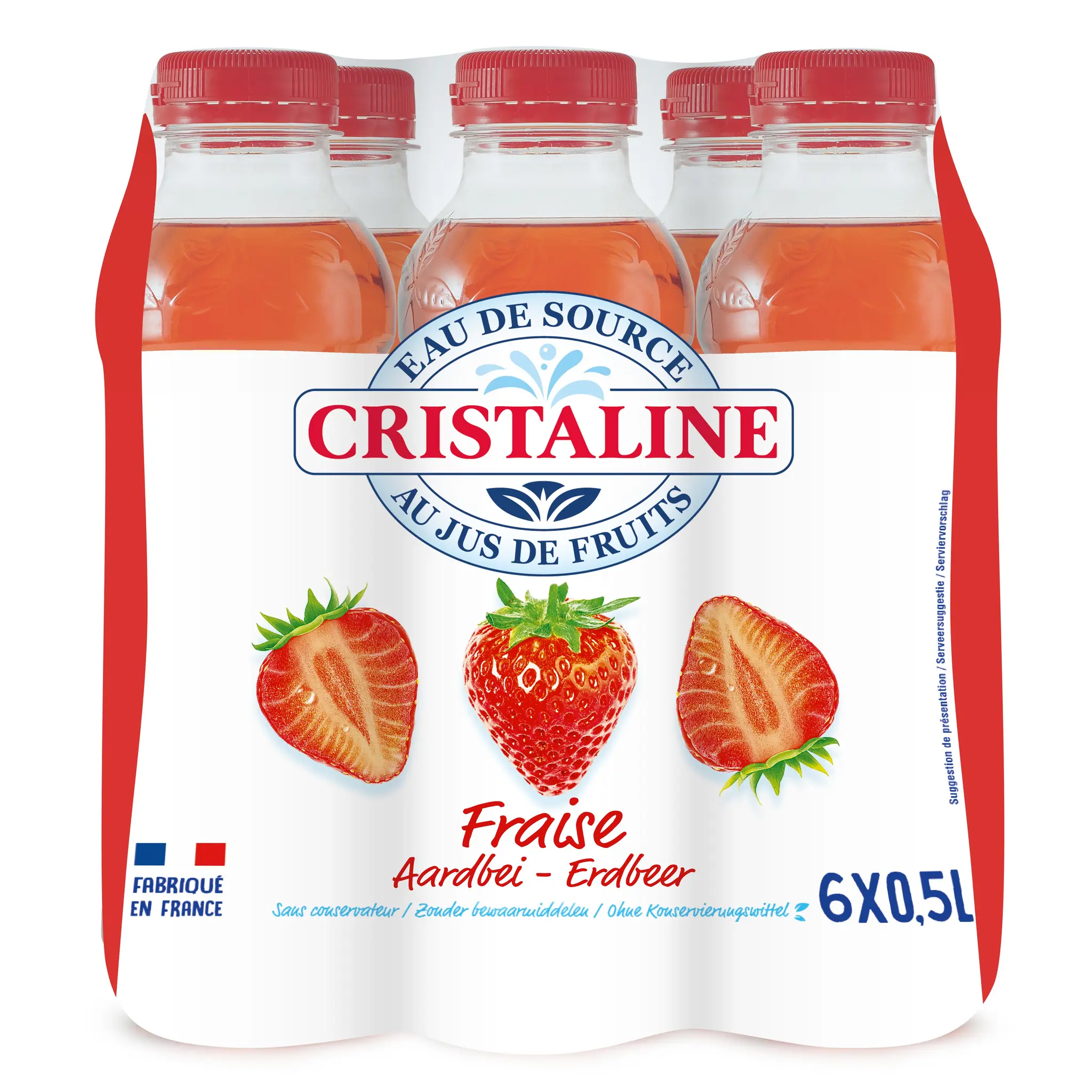 CRISTALINE Eau de source aromatisée au jus de fraise