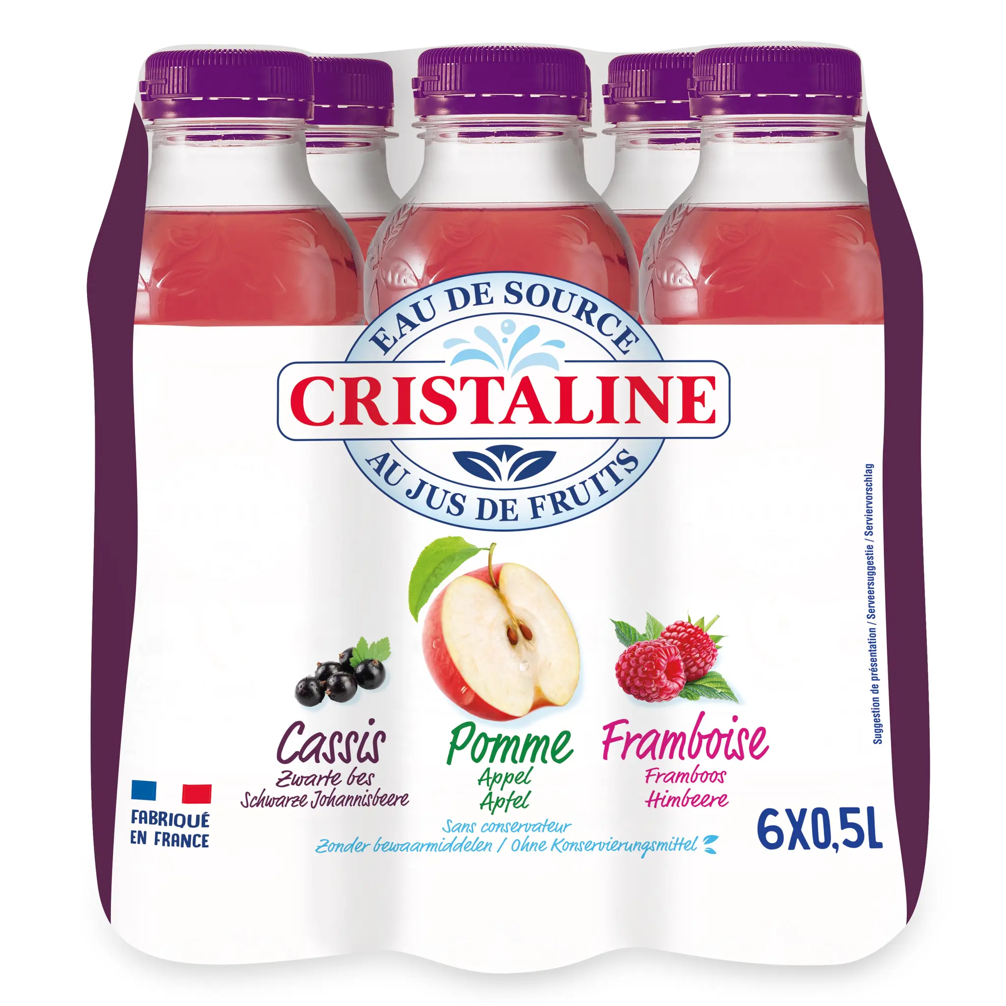 CRISTALINE Eau de source pomme cassis framboise