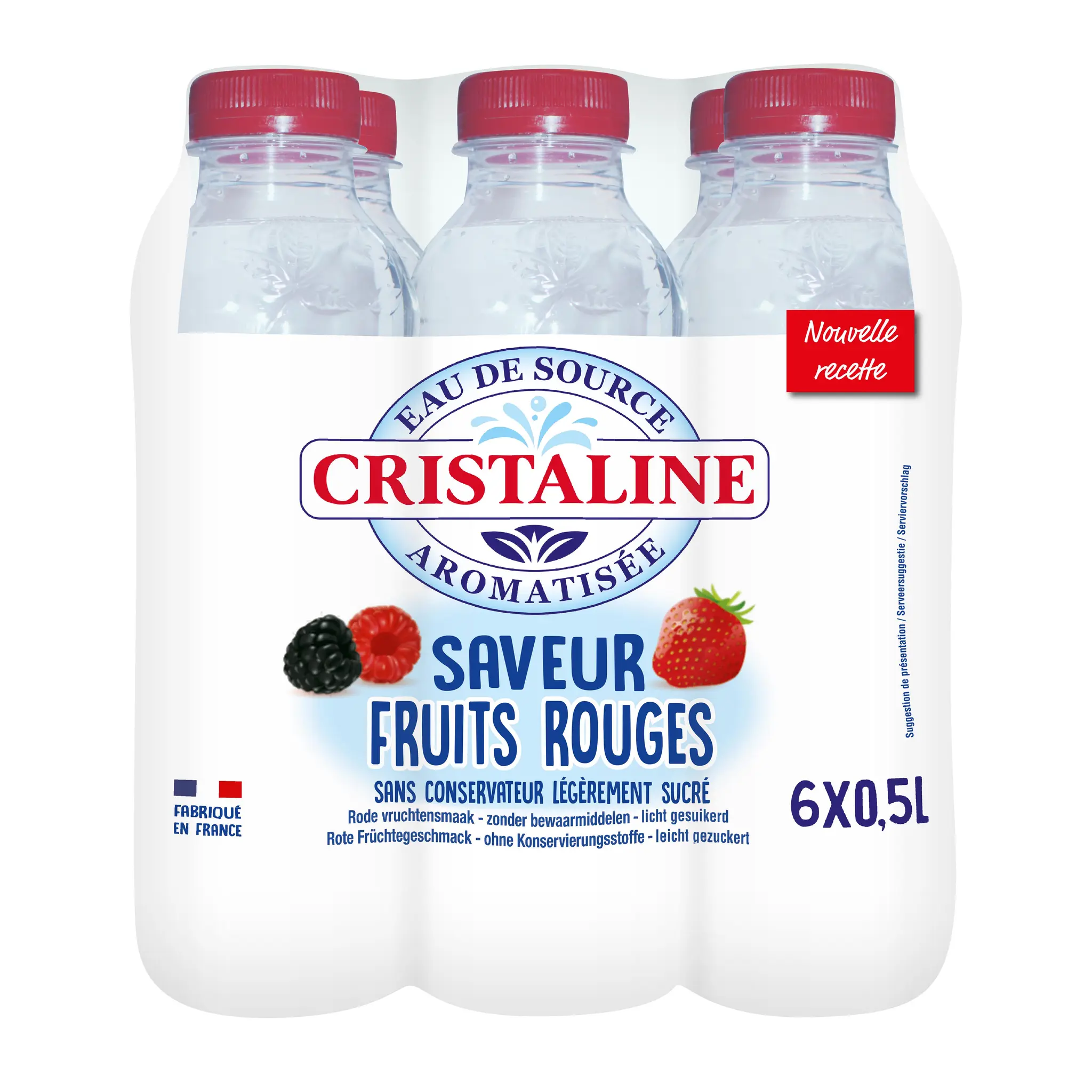 CRISTALINE Eau plate aromatisée fruits rouges bouteilles