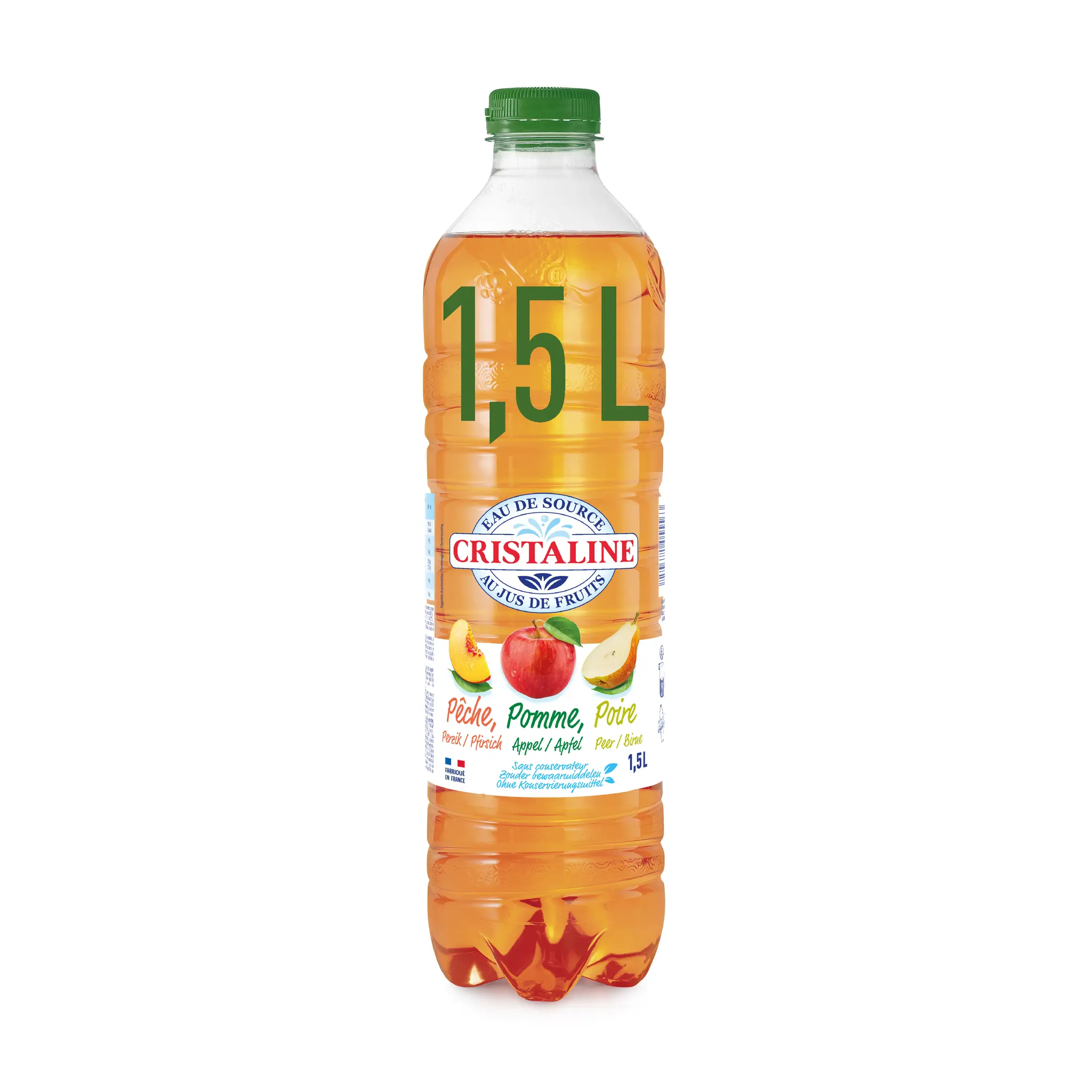 CRISTALINE Eau de source aromatisée pêche pomme poire