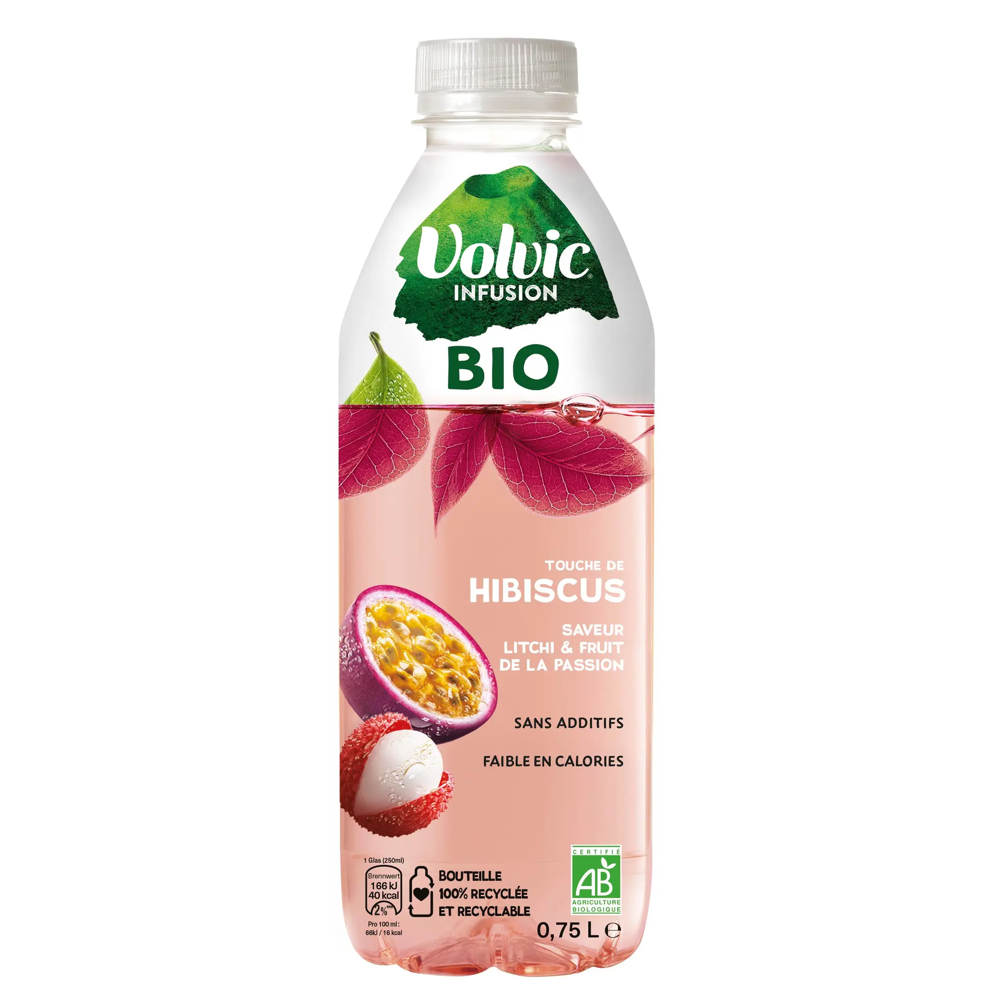 VOLVIC INFUSION BIO Eau plate infusée hibiscus litchi passion
