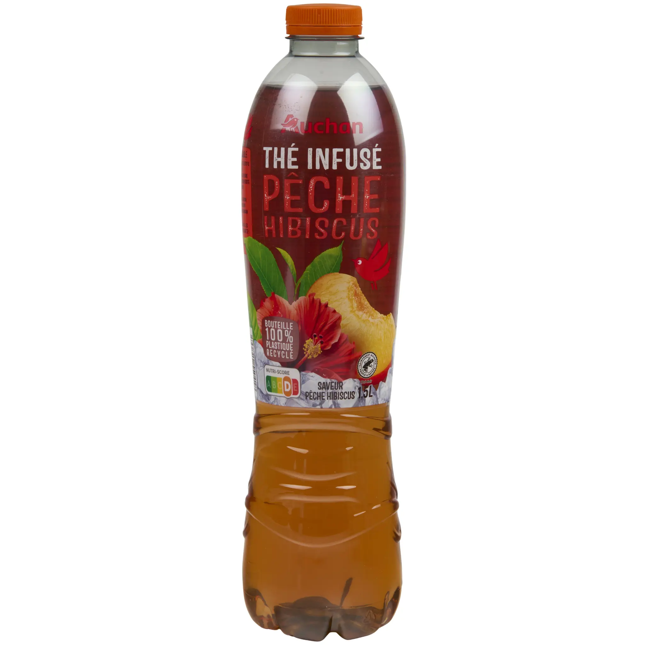 AUCHAN Thé glacé infusé pêche et hibiscus