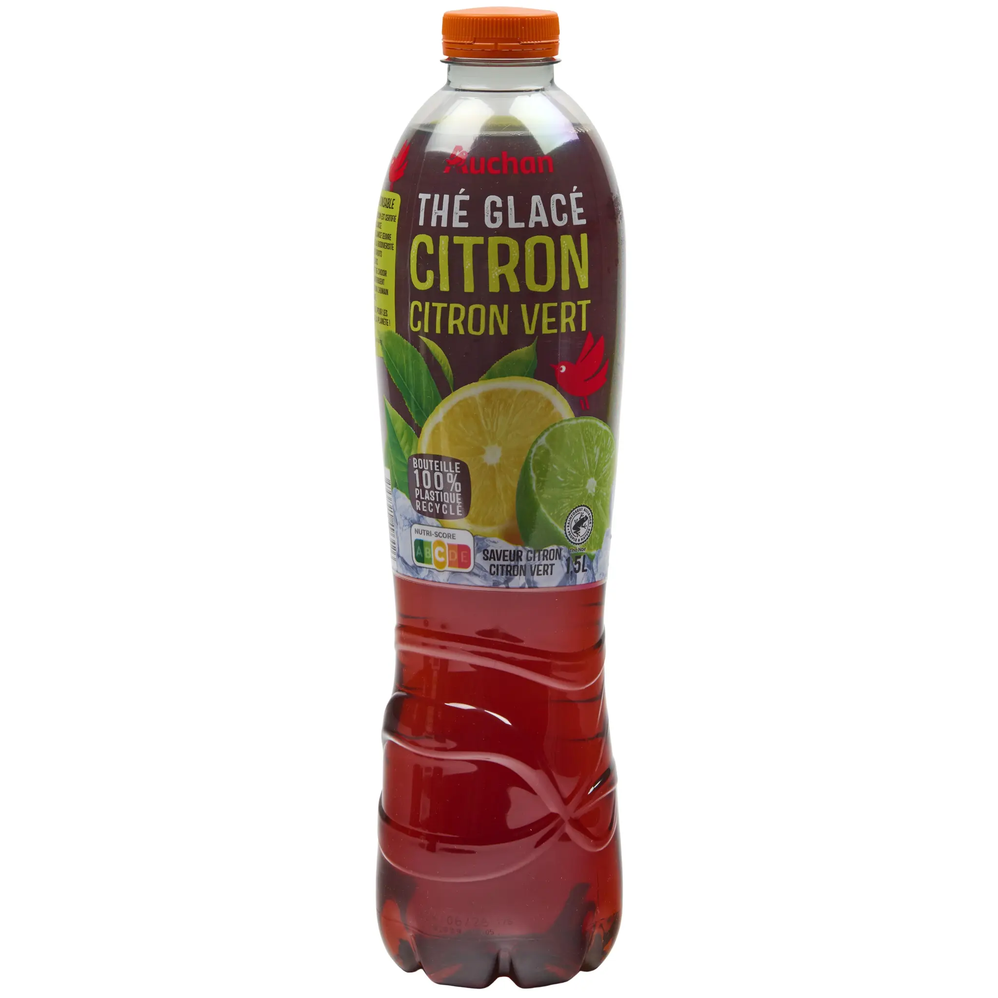 AUCHAN Thé glacé au citron et citron vert