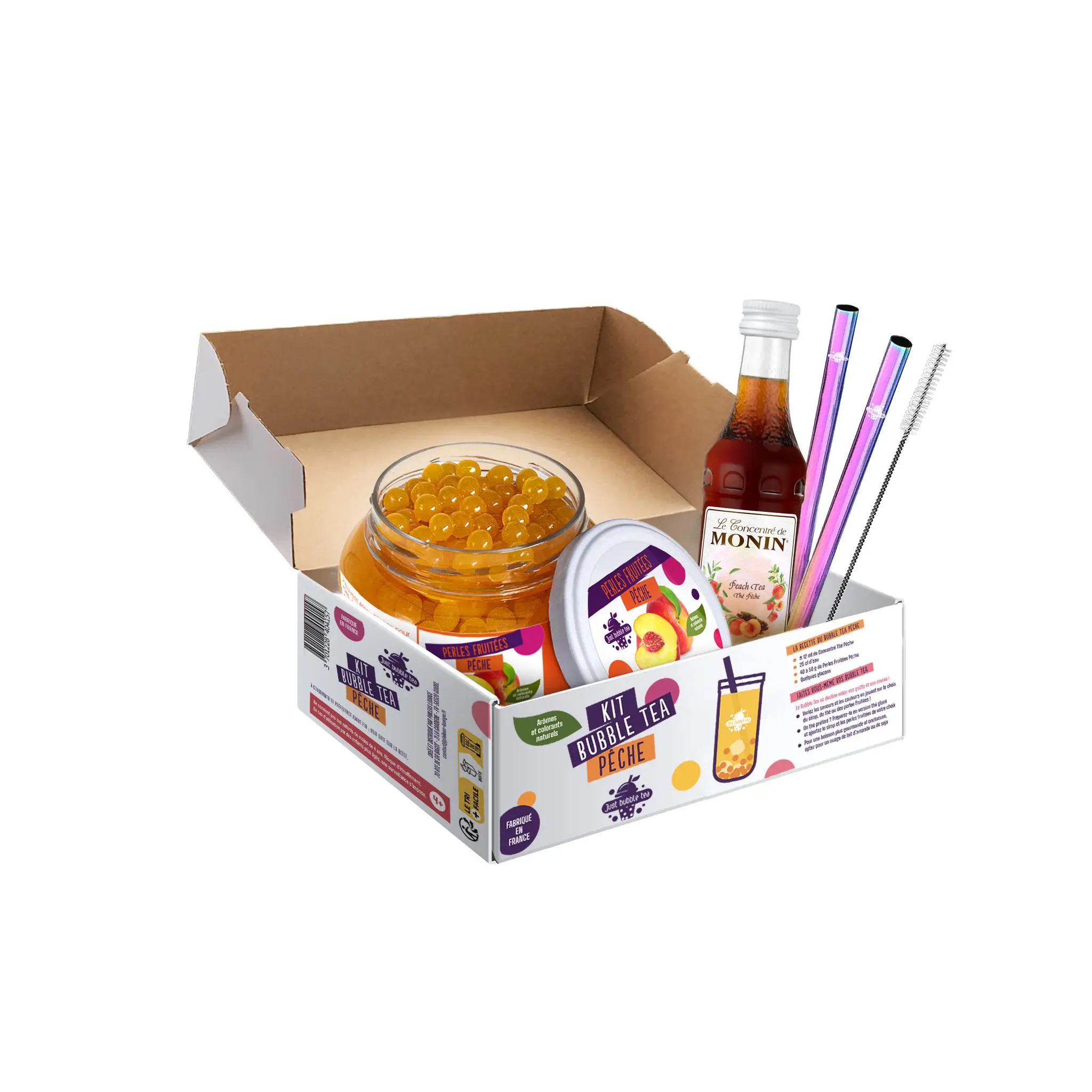 JUST BUBBLE TEA Kit de préparation de Bubble Tea pêche