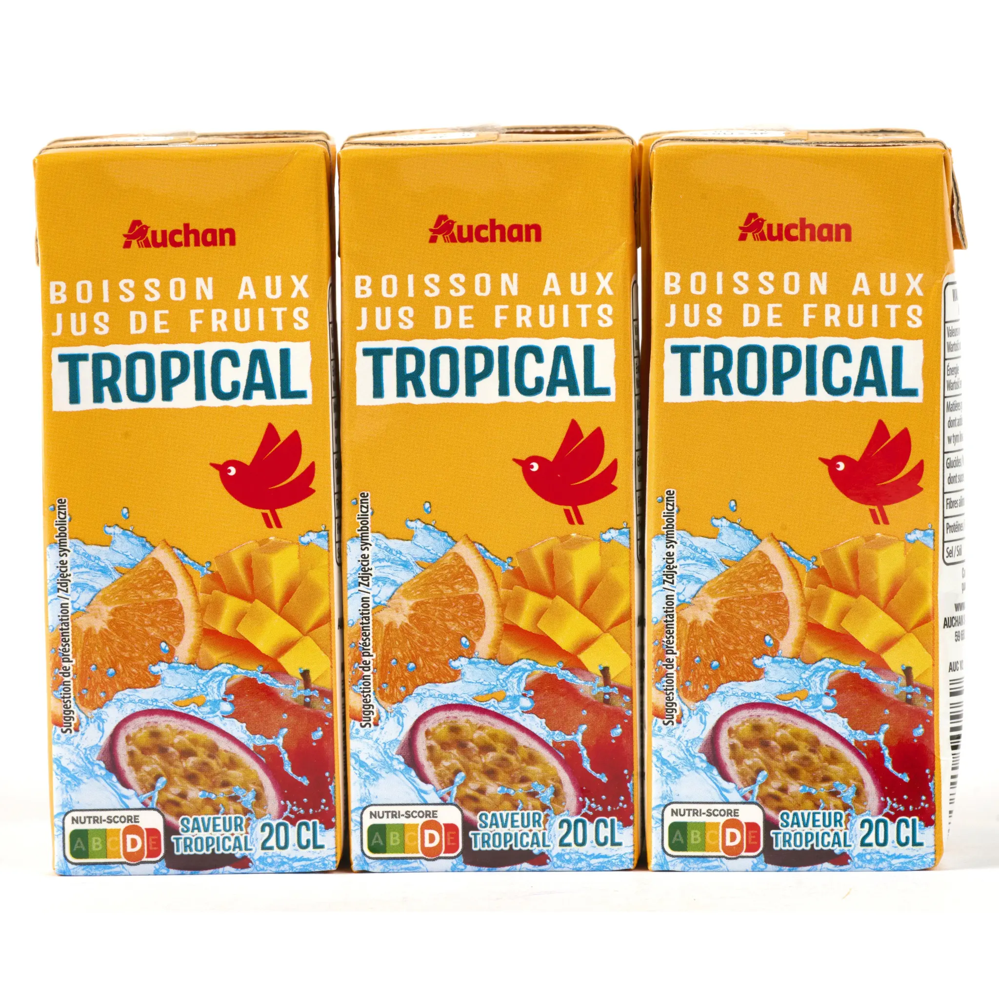 AUCHAN Boisson aux jus de fruits tropical en briquettes