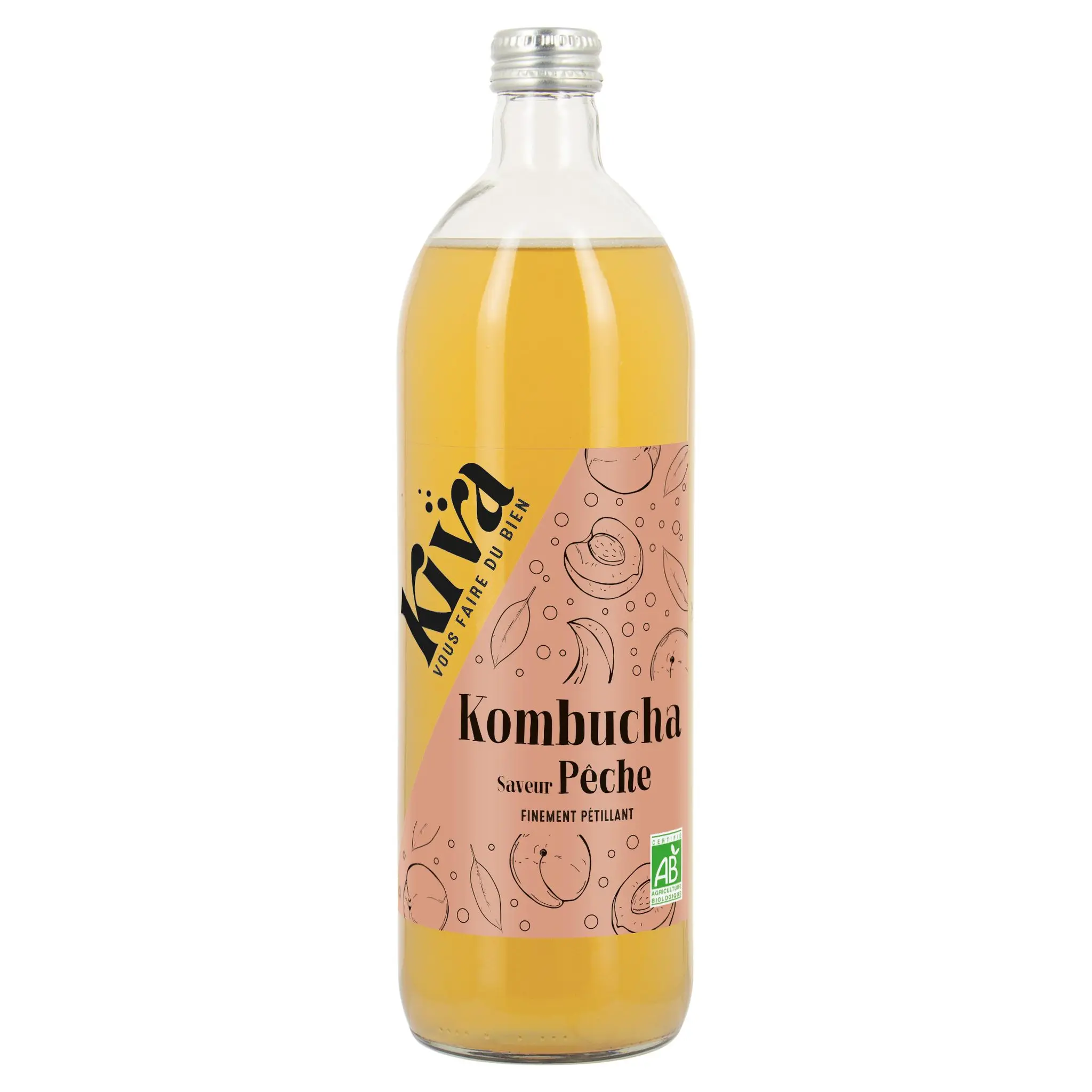 KIVA Boisson gazéifiée au kombucha bio saveur pêche