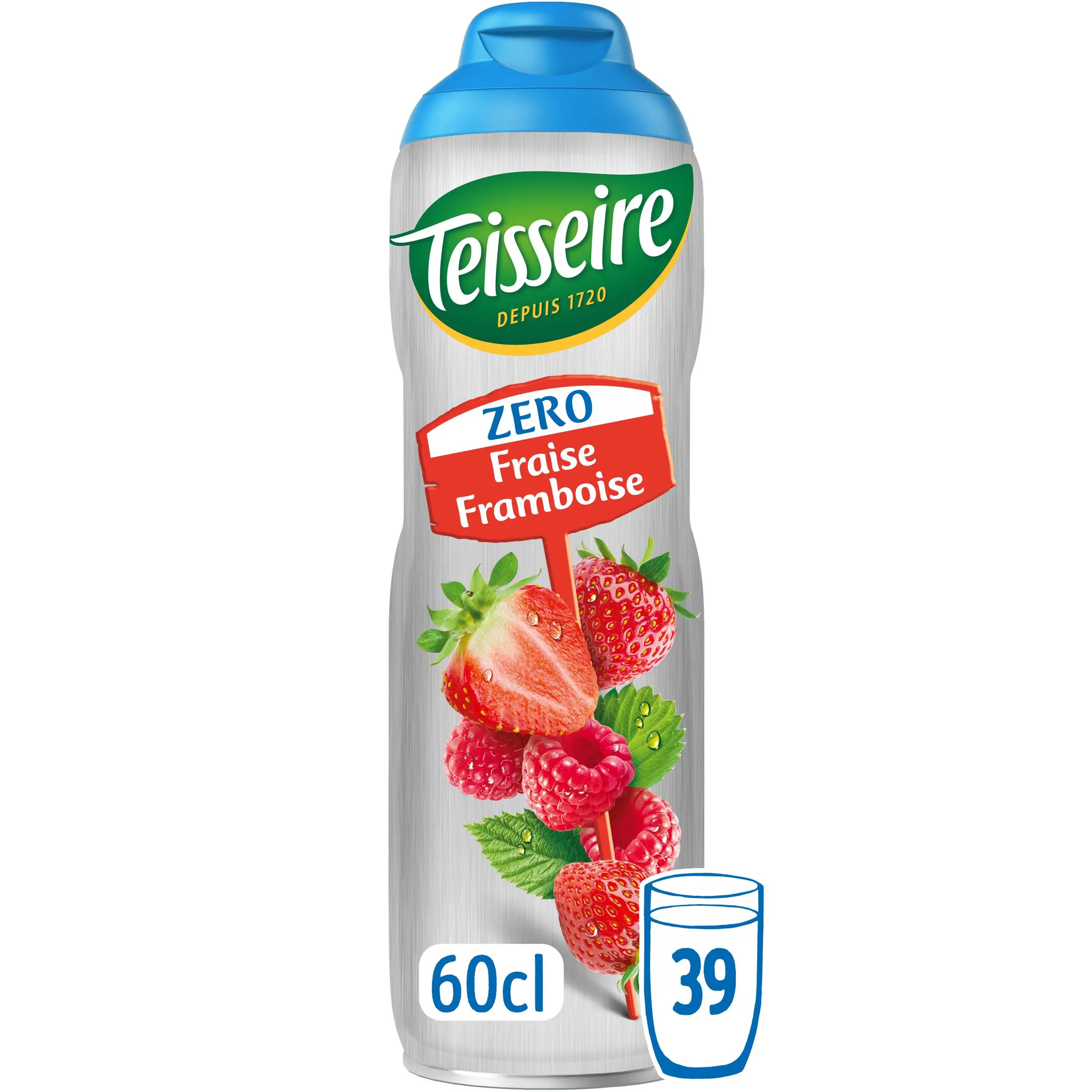 TEISSEIRE Sirop de fraise framboise zéro sucre bidon