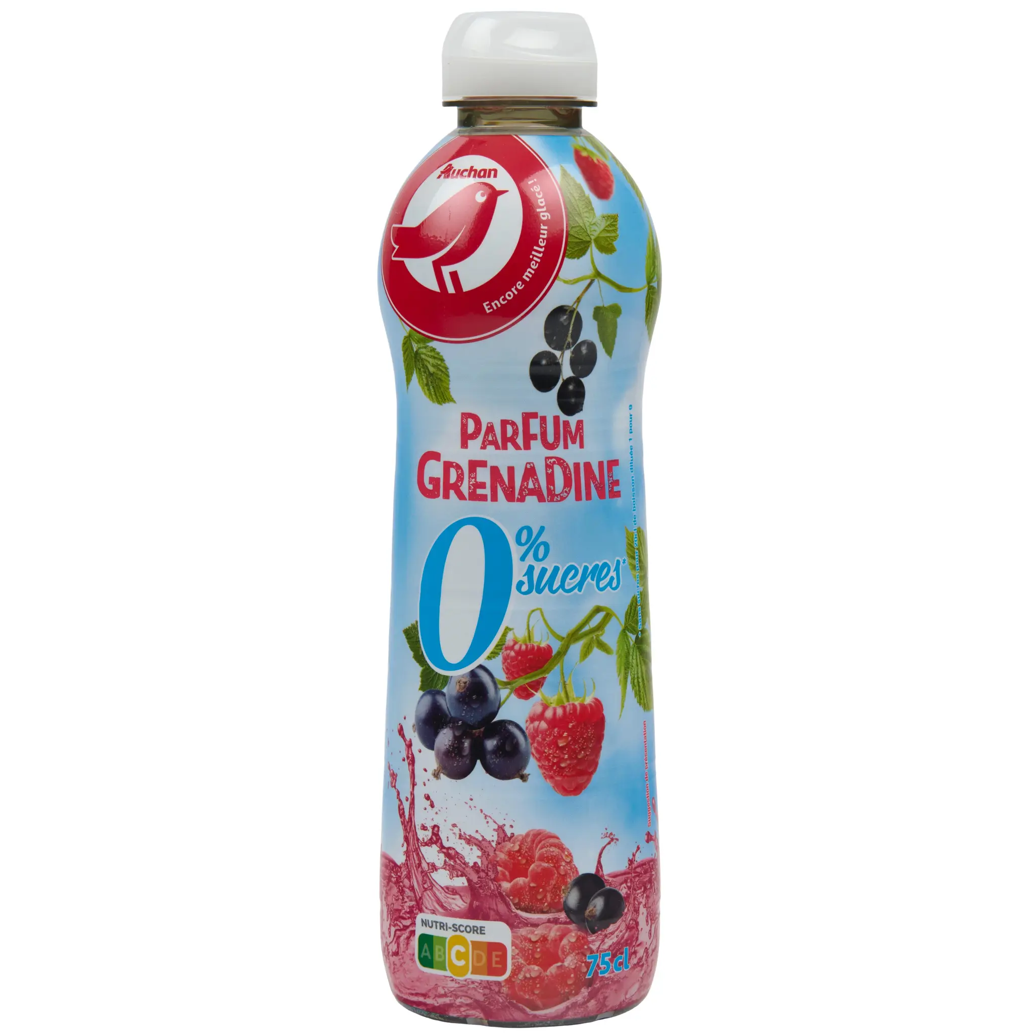 AUCHAN Sirop de grenadine 0% de sucre