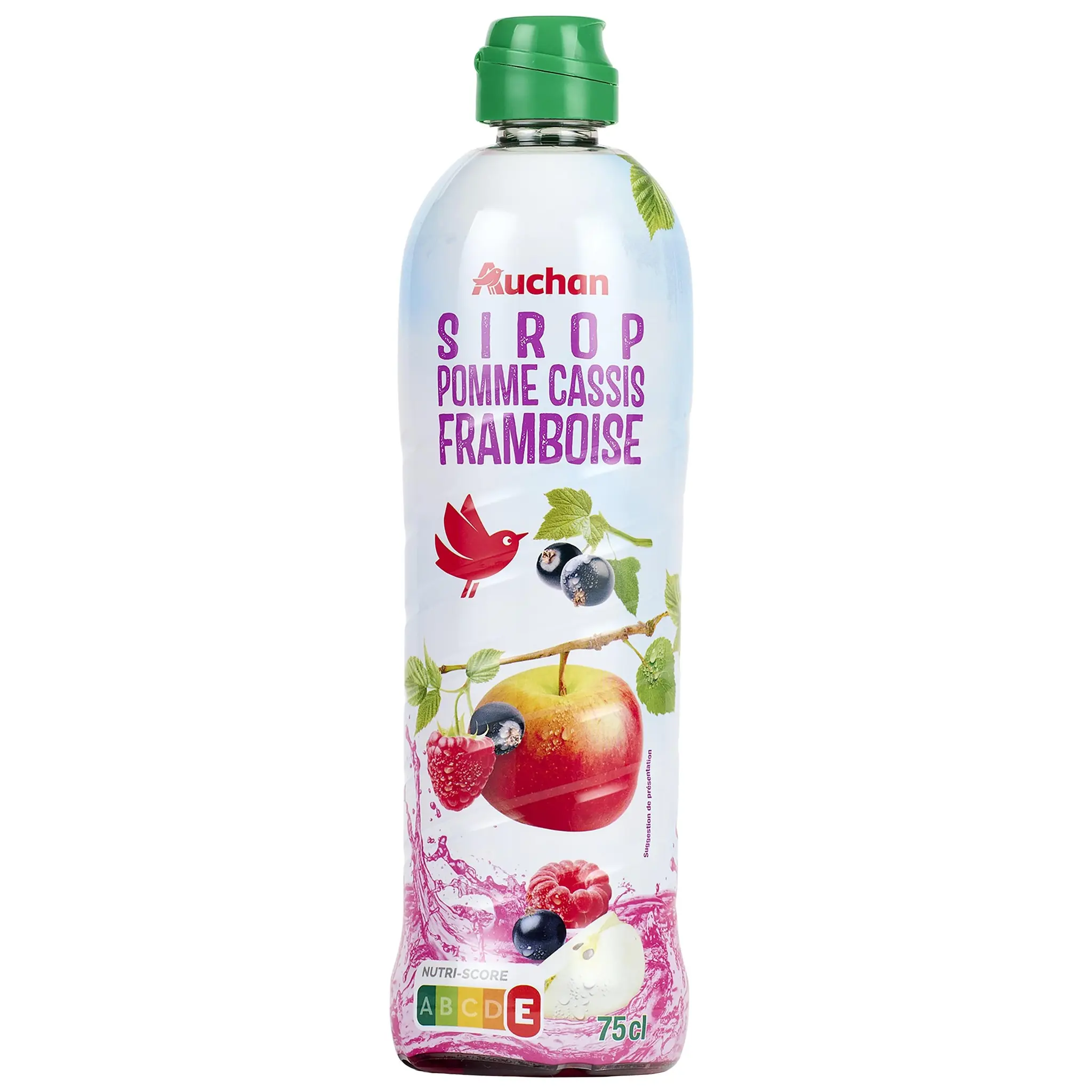 AUCHAN Sirop de pomme cassis framboise bidon plastique