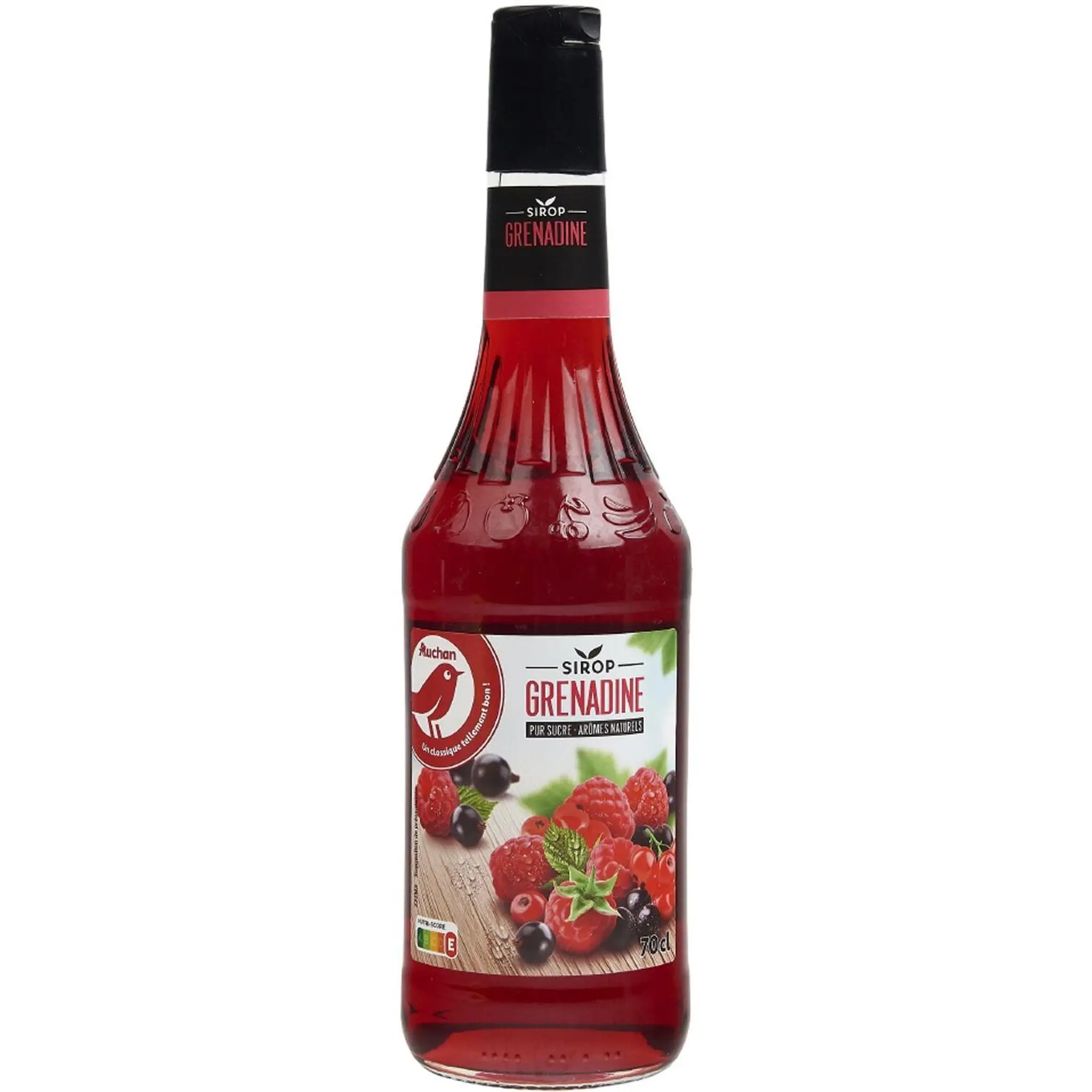 AUCHAN Sirop de grenadine bouteille verre