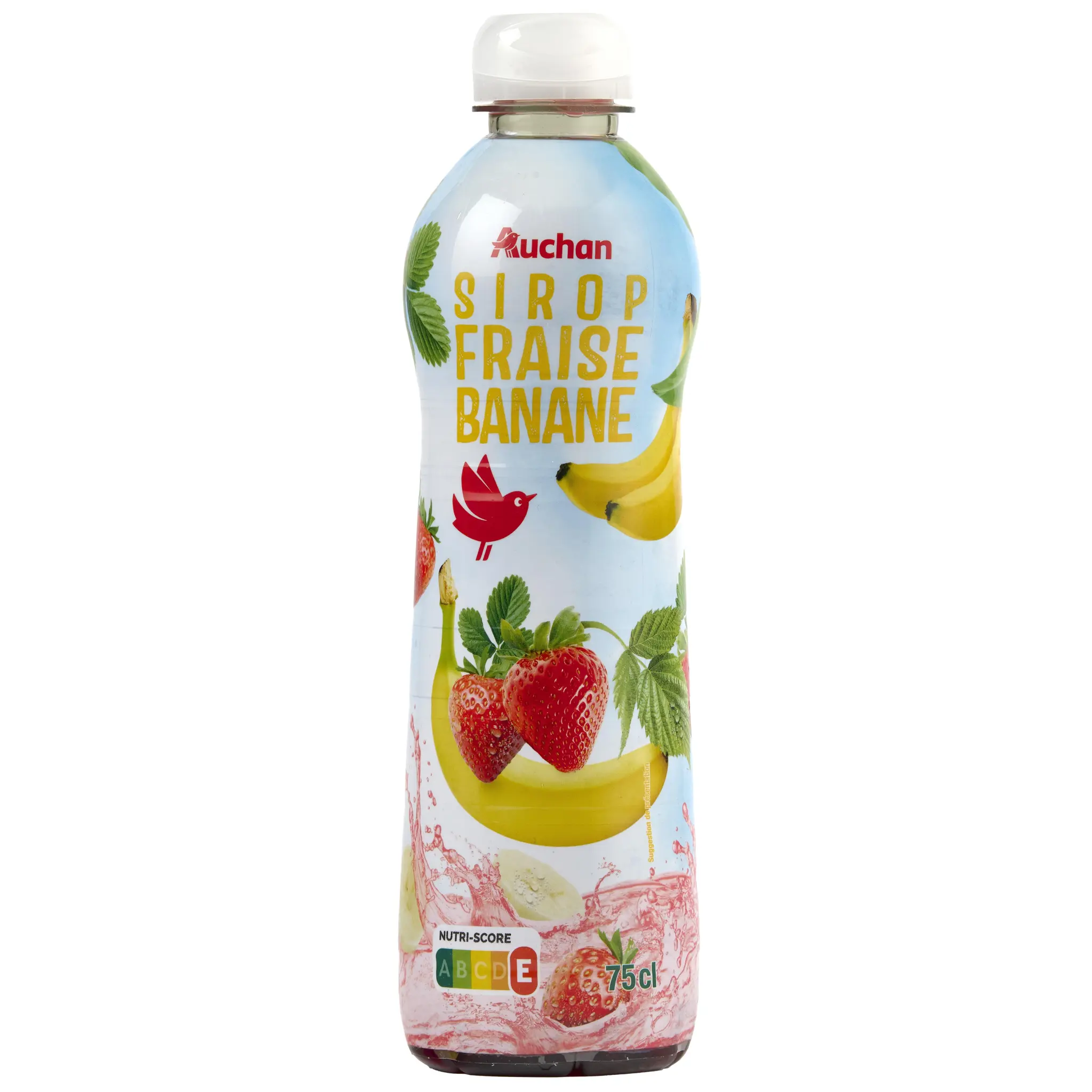 AUCHAN Sirop de fraise banane bidon plastique
