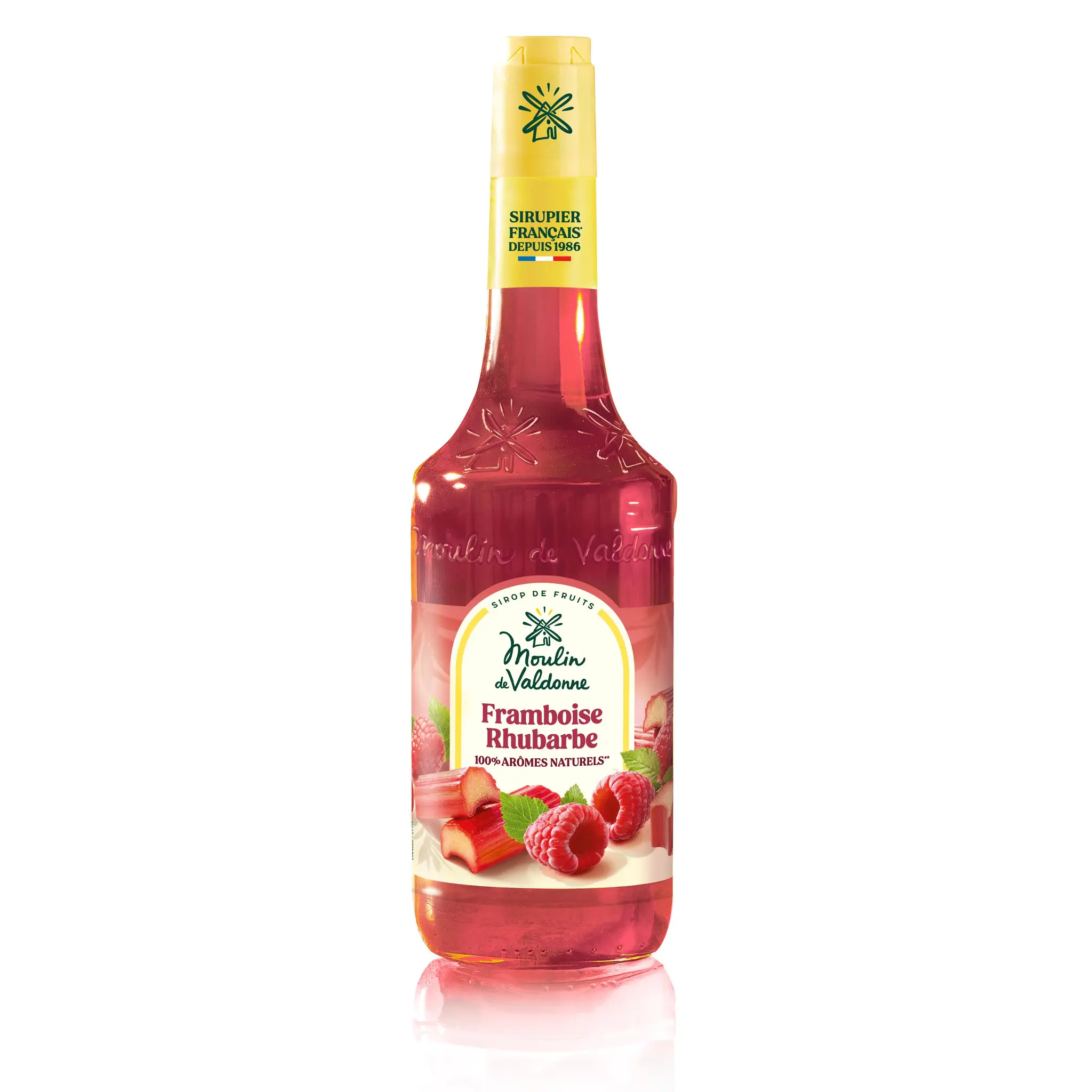 MOULIN DE VALDONNE Sirop de framboise et rhubarbe bouteille verre