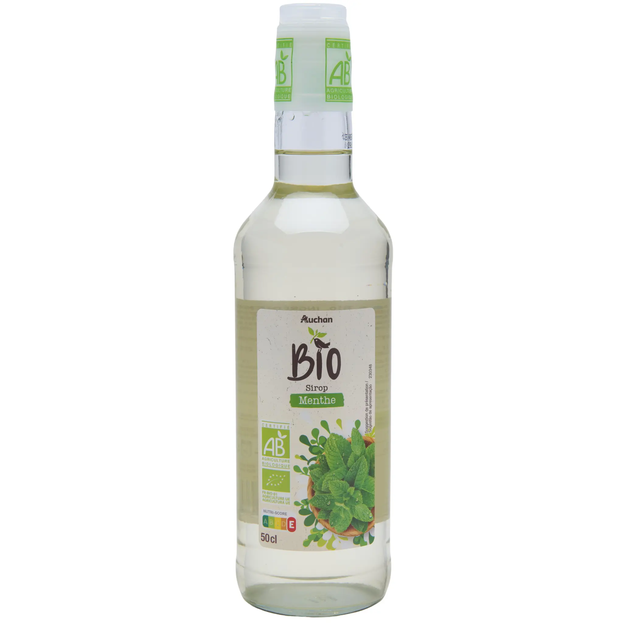 AUCHAN BIO Sirop de menthe bouteille verre