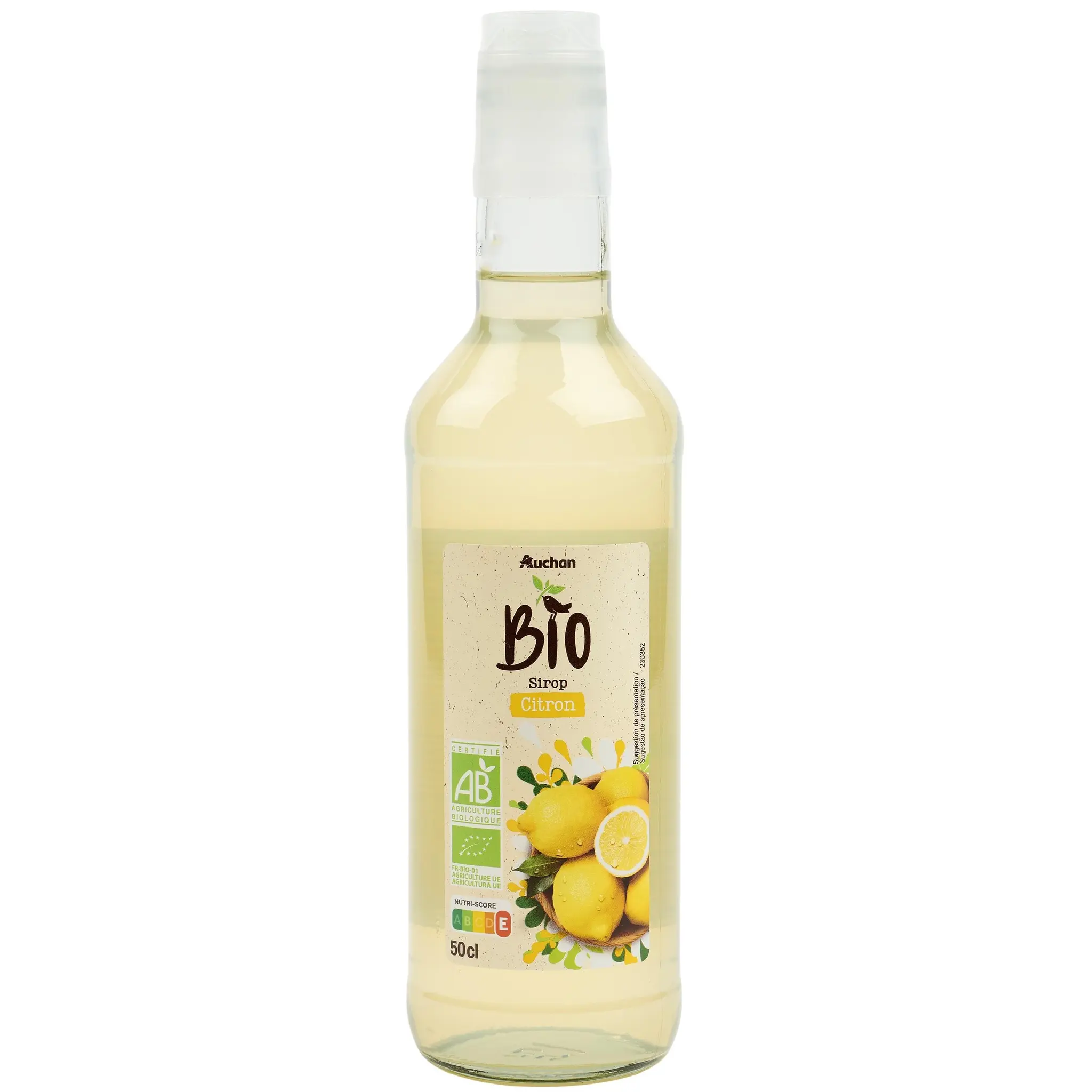 AUCHAN BIO Sirop de citron bio bouteille verre