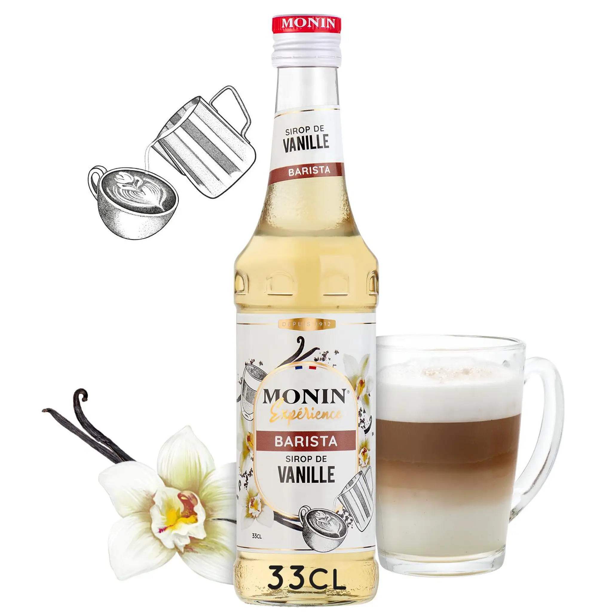 MONIN Sirop de vanille barista bouteille verre