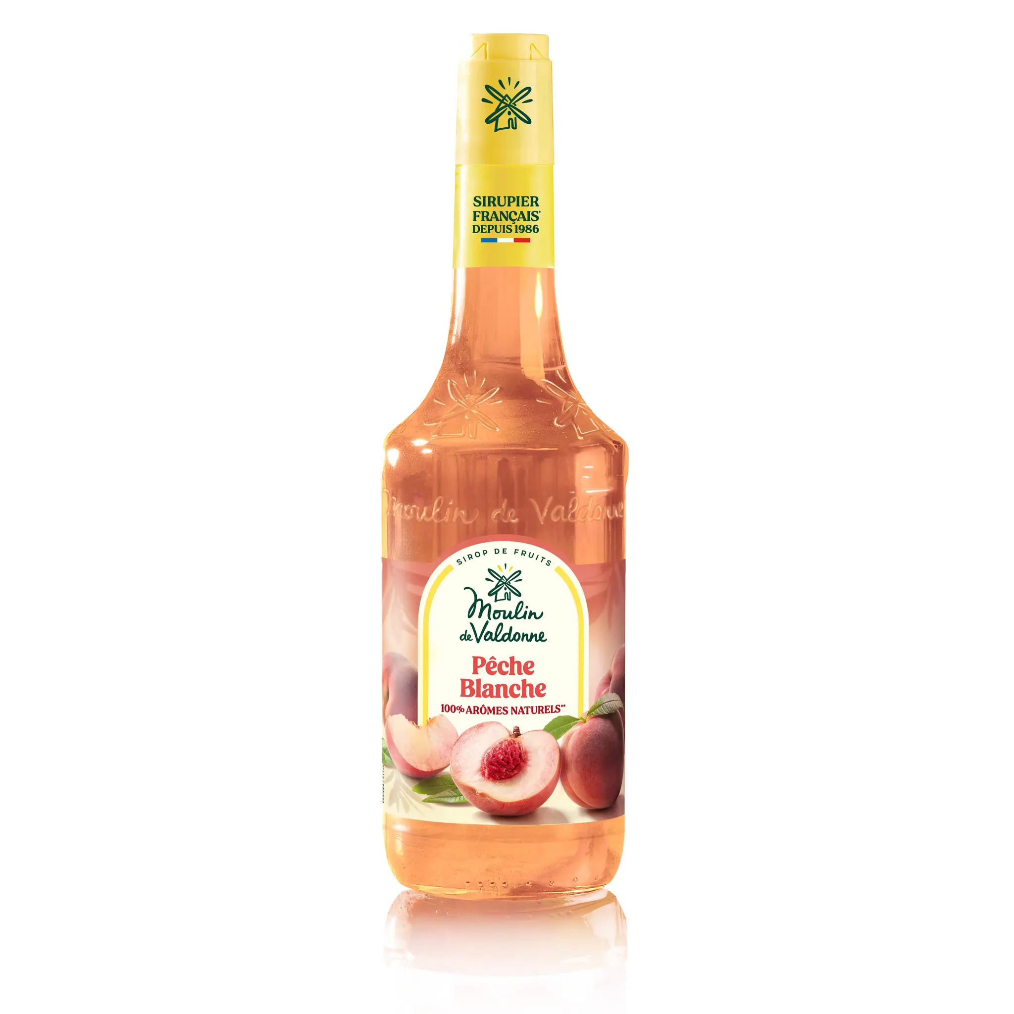 MOULIN DE VALDONNE Sirop de pêche blanche bouteille verre