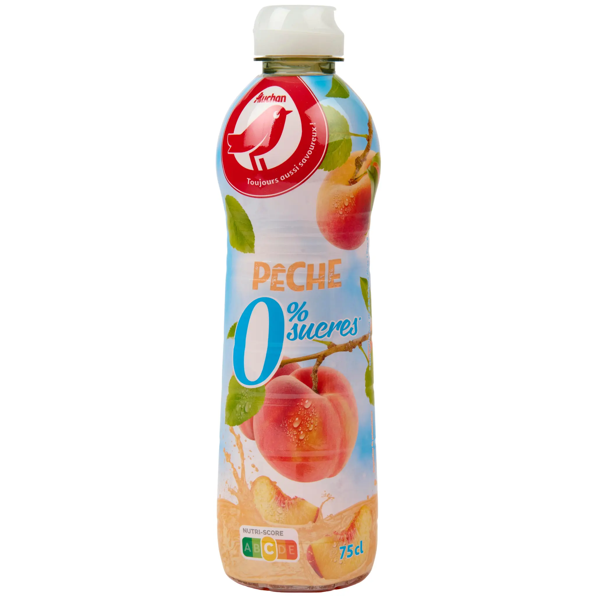 AUCHAN Sirop de pêche 0% sucres