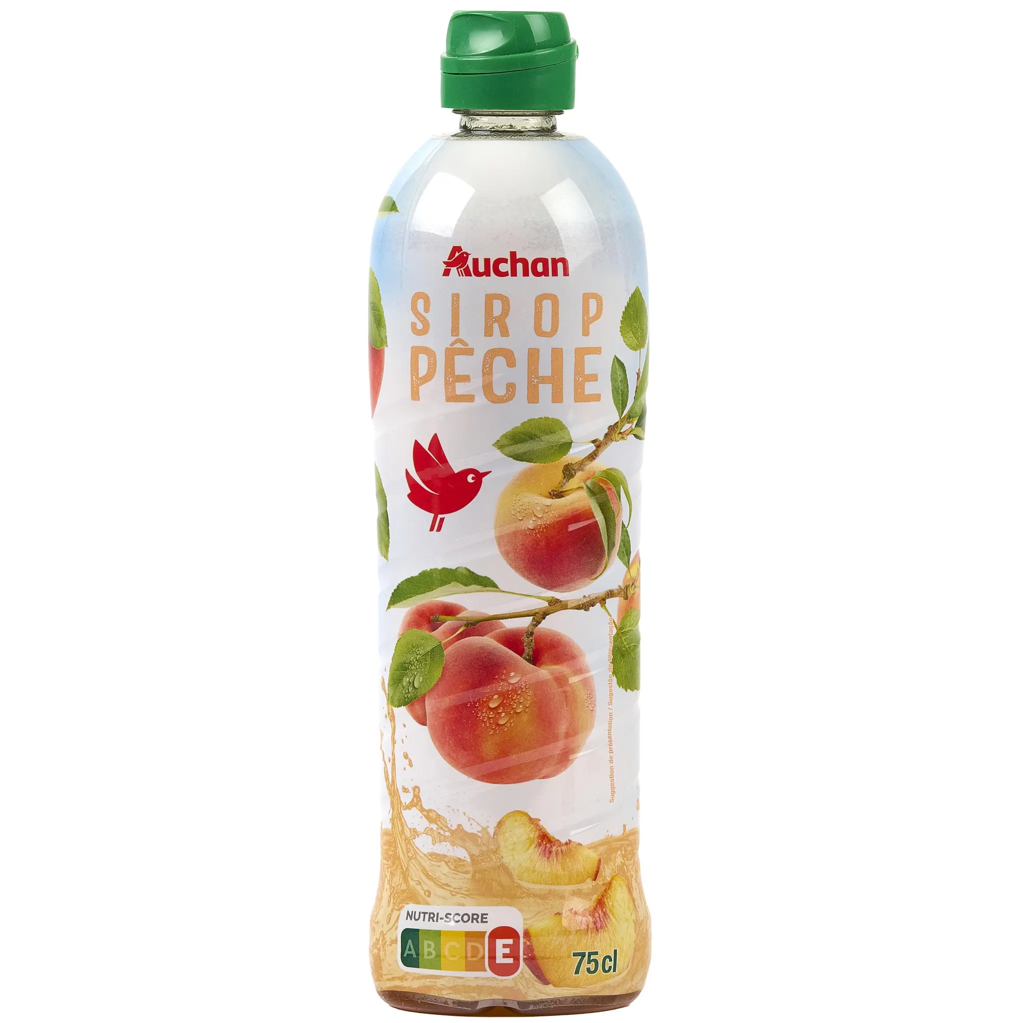 AUCHAN Sirop de pêche bidon plastique