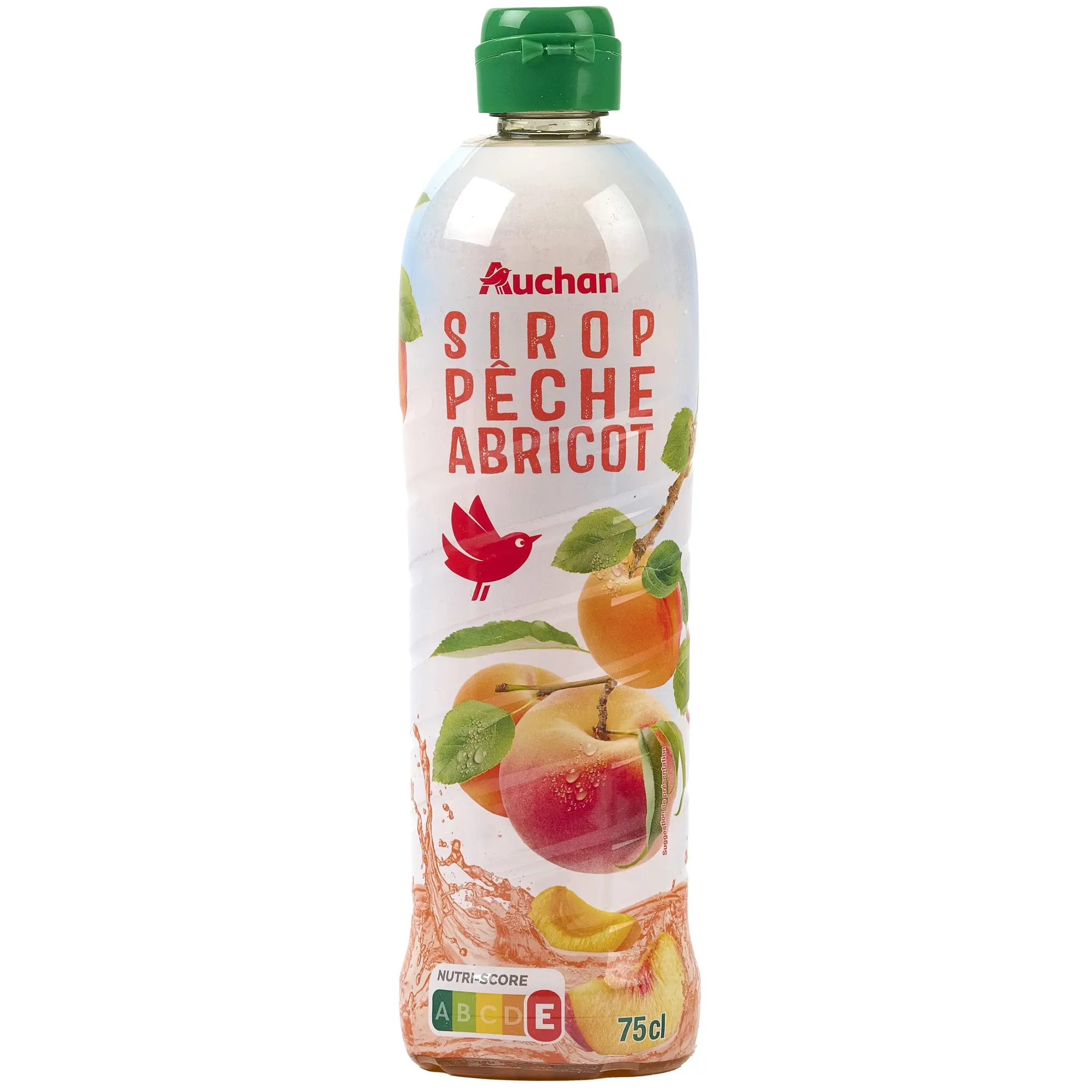 AUCHAN Sirop de pêche abricot bidon plastique