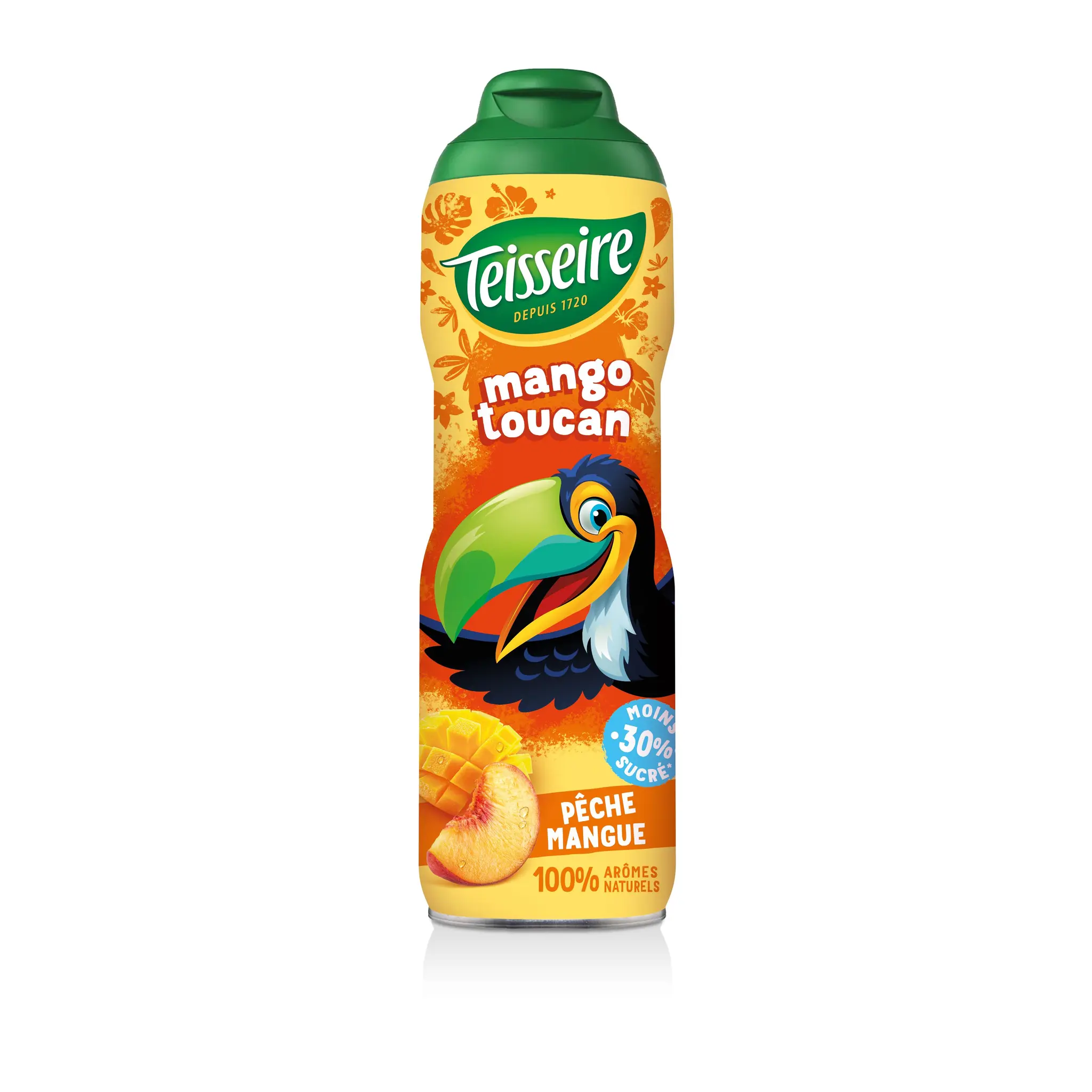 TEISSEIRE Fruity Animals Sirop mango toucan à la pêche et mangue bidon réduit en sucre