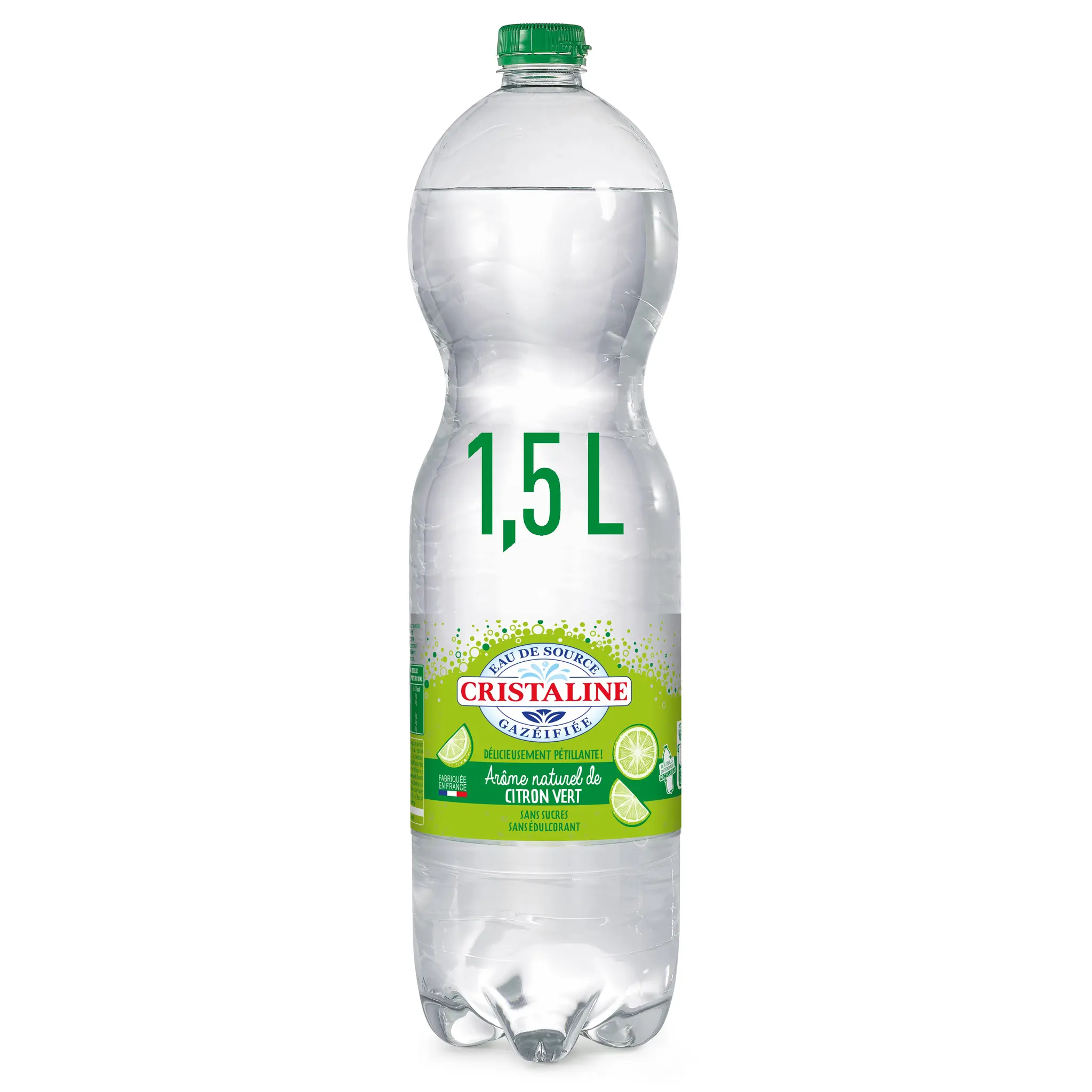 CRISTALINE Eau de source gazeuse arome naturel de citron vert