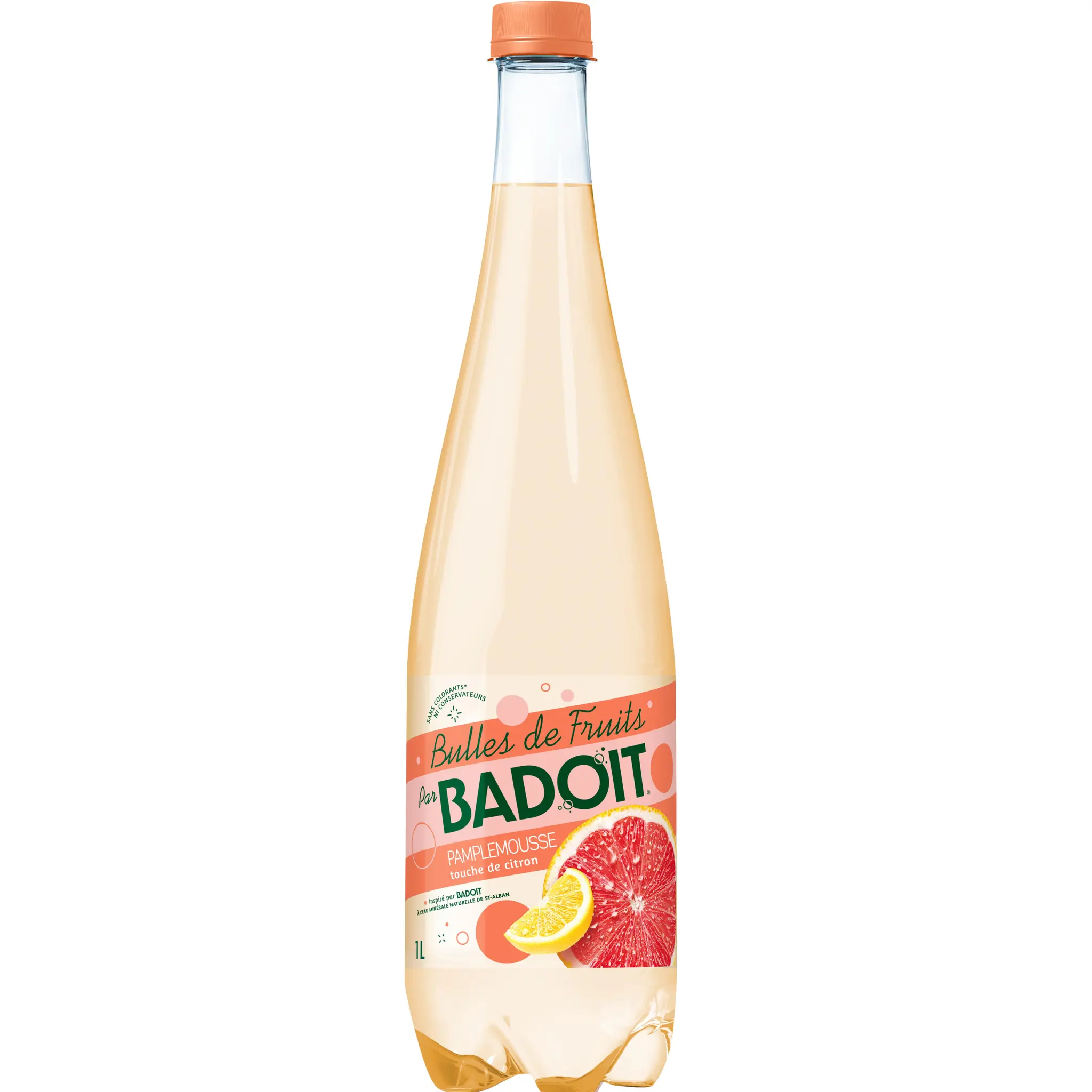 BADOIT Eau gazeuse Bulles de fruits aromatisée pamplemousse citron