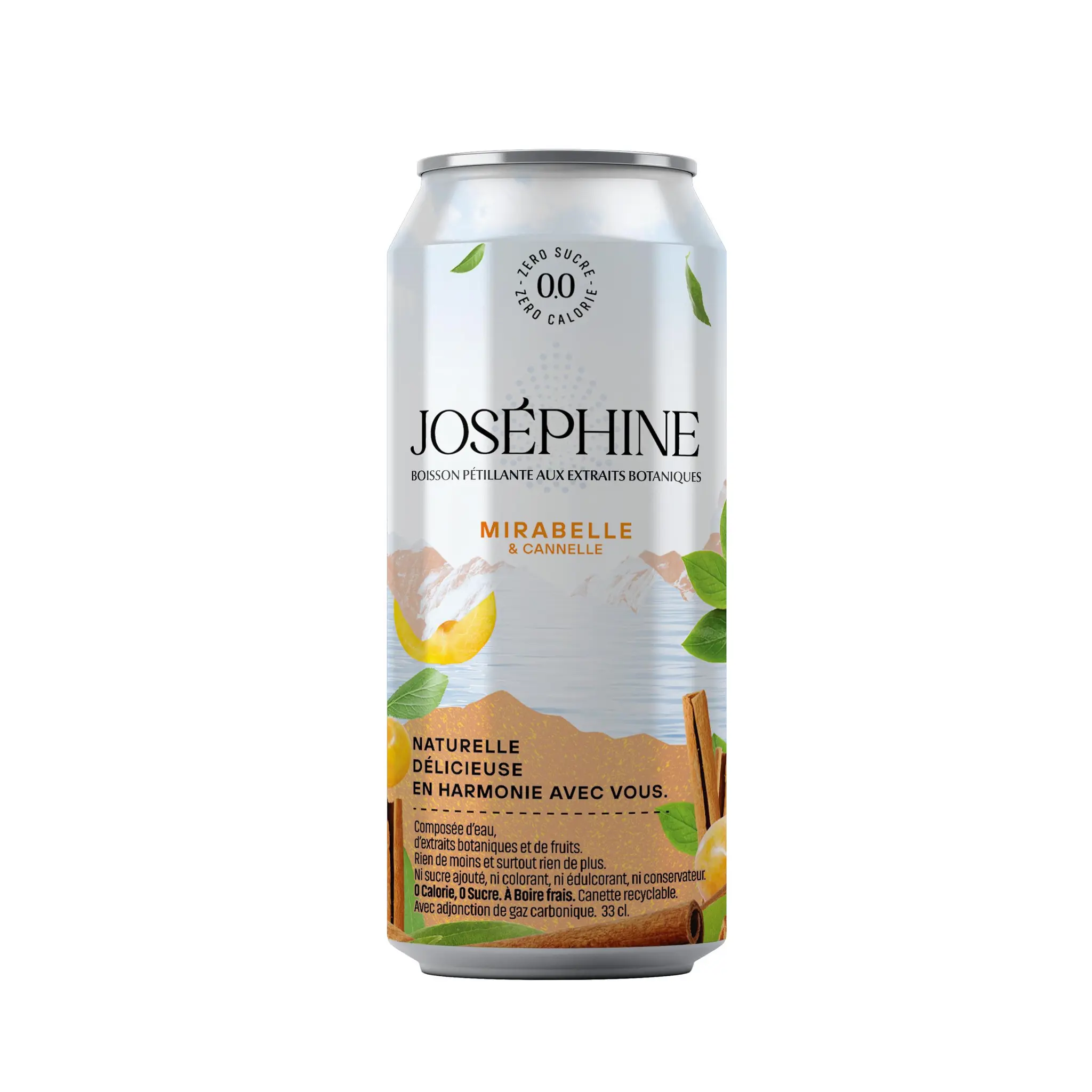 JOSEPHINE Boisson pétillante saveur mirabelle et cannelle sans sucre boîte