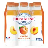 CRISTALINE Eau de source au jus de fruits aromatisée pêche