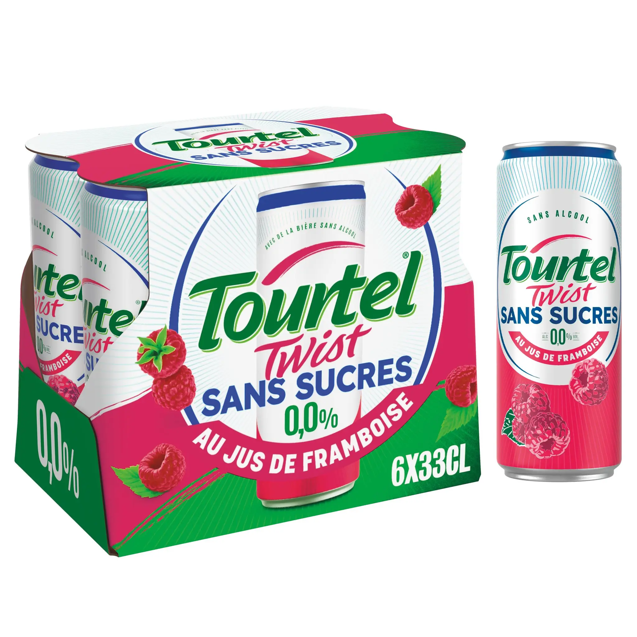 TOURTEL TWIST Boisson aromatisée 0.0% à base de bière sans alcool et au jus de framboise sans sucres ajoutés boîte