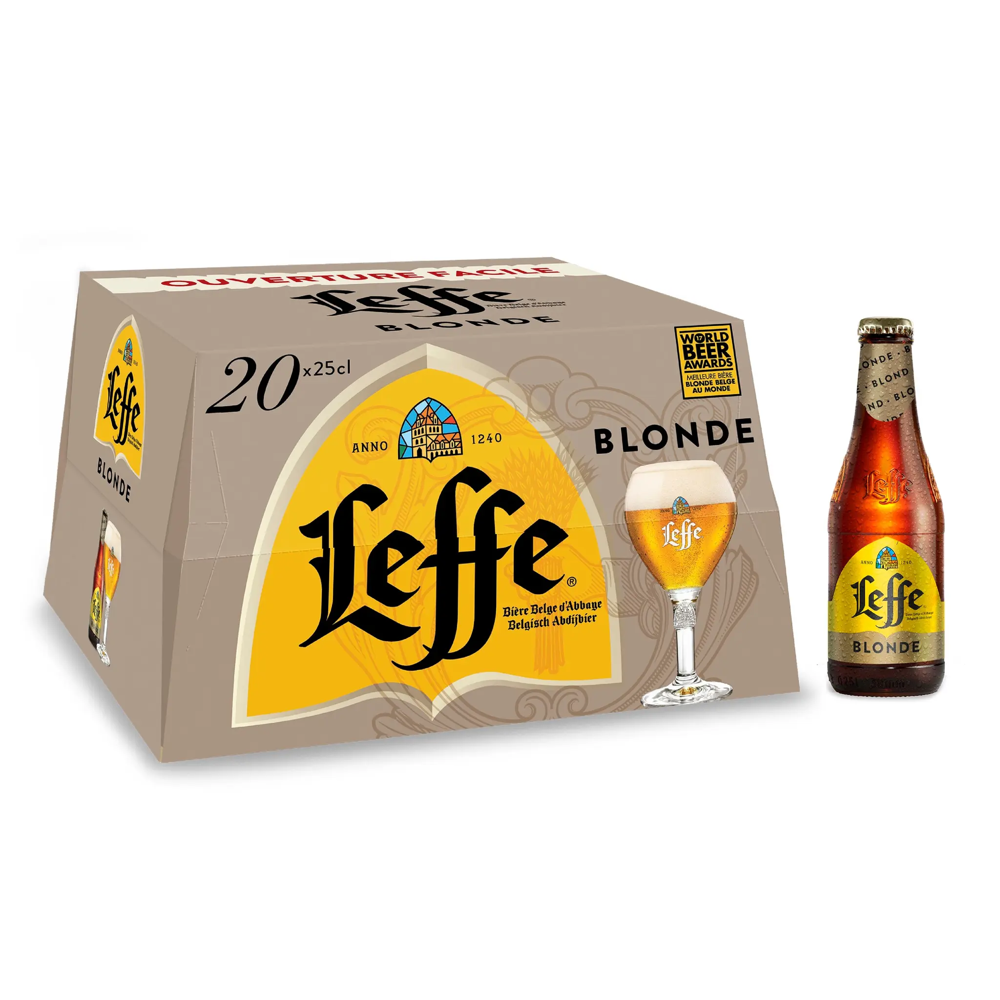 LEFFE Bière blonde 6,6% pack bouteilles