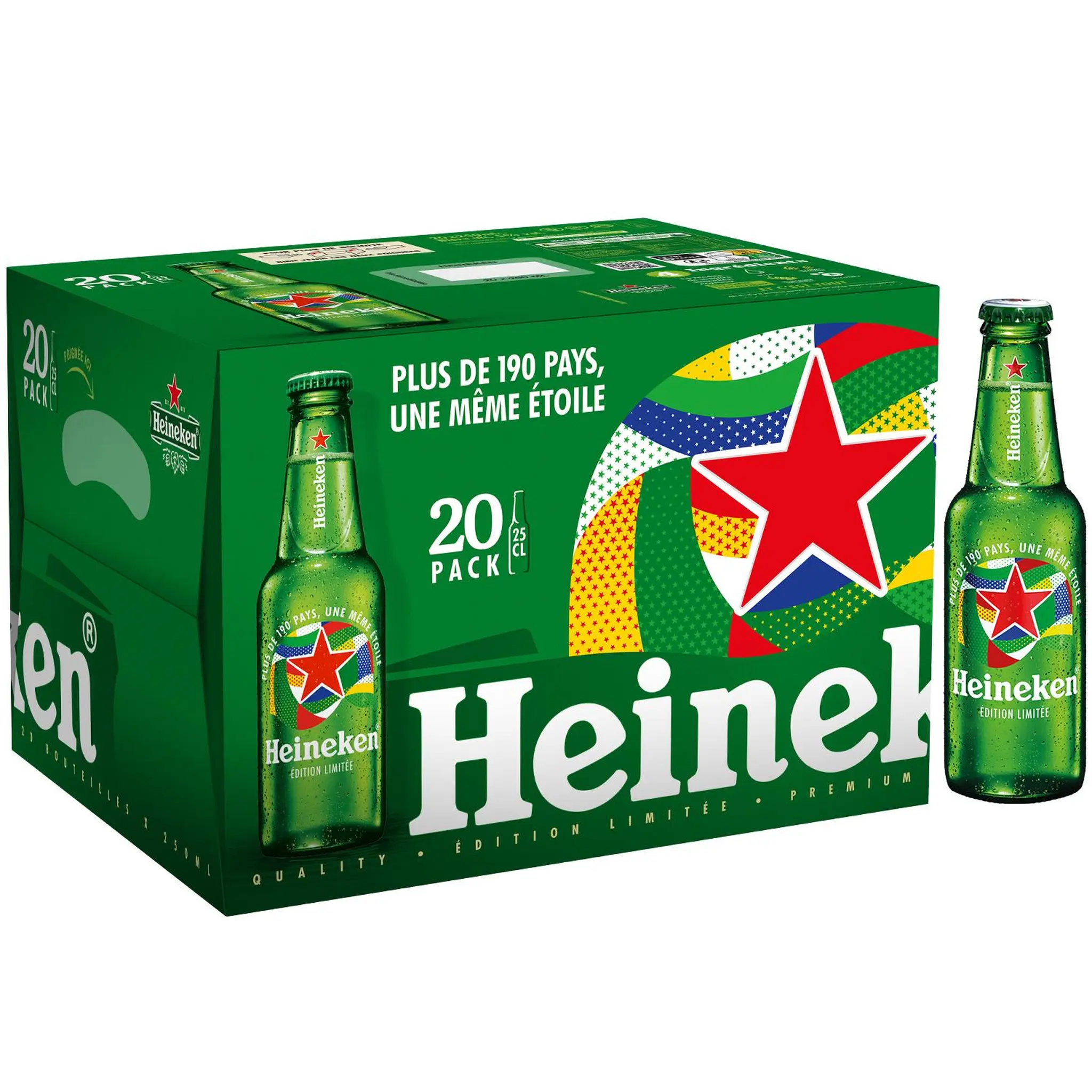HEINEKEN Bière blonde premium 5% pack bouteilles