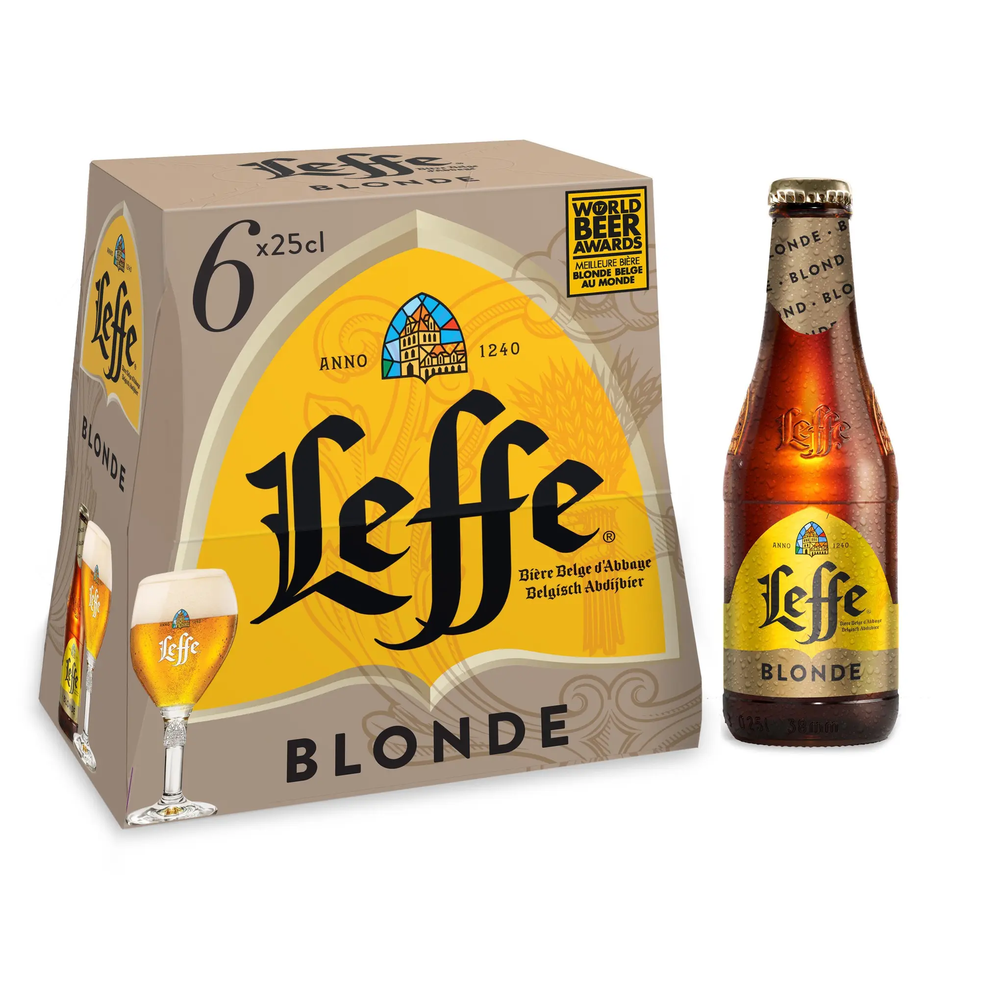 LEFFE Bière blonde 6,6% pack bouteilles