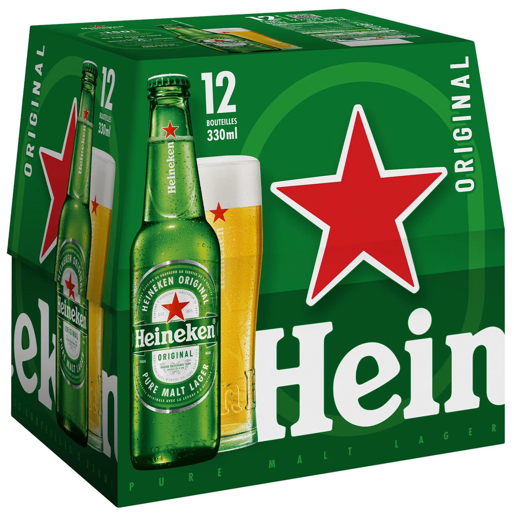 HEINEKEN Bière blonde 5% pack bouteilles