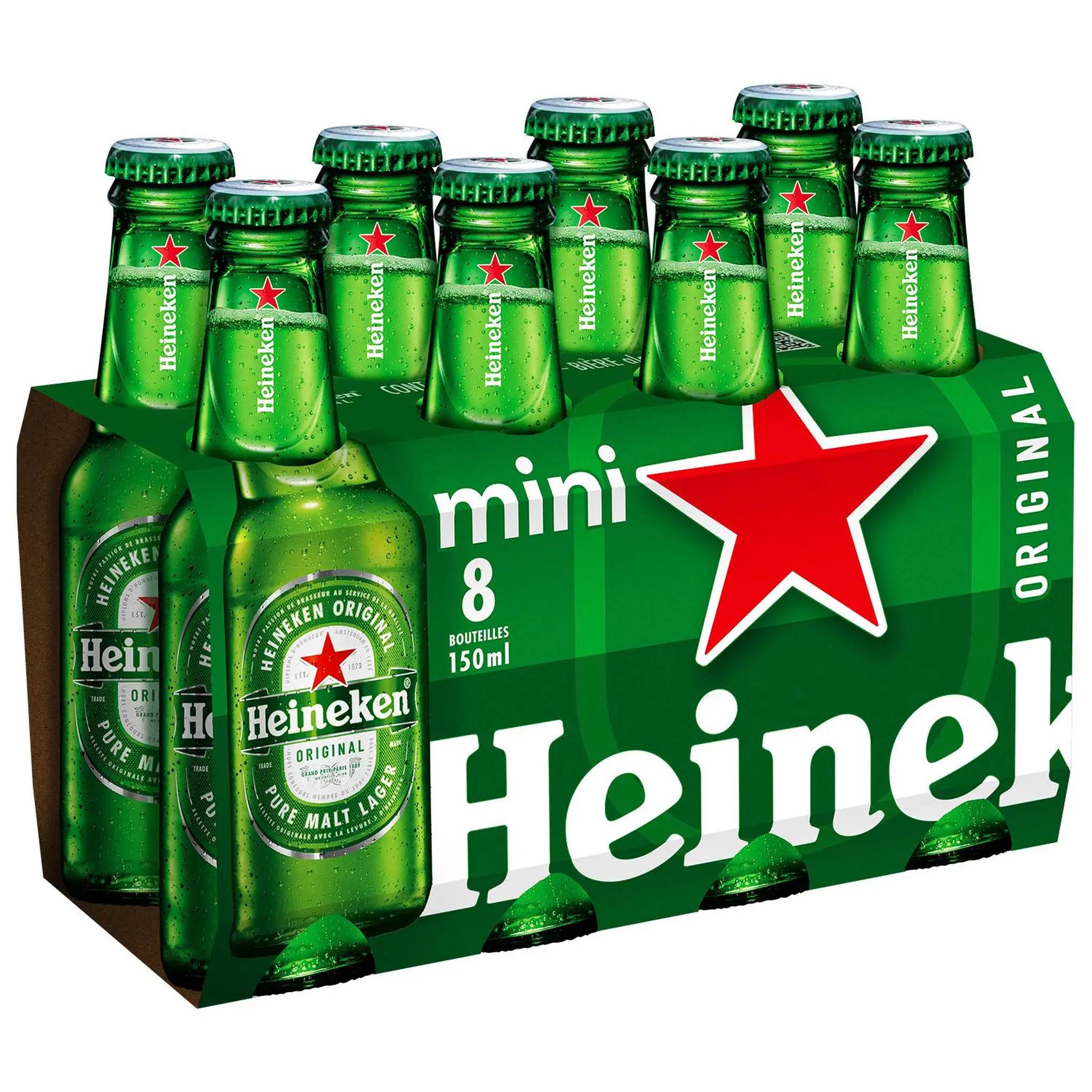 HEINEKEN Bière blonde 5% pack mini bouteilles