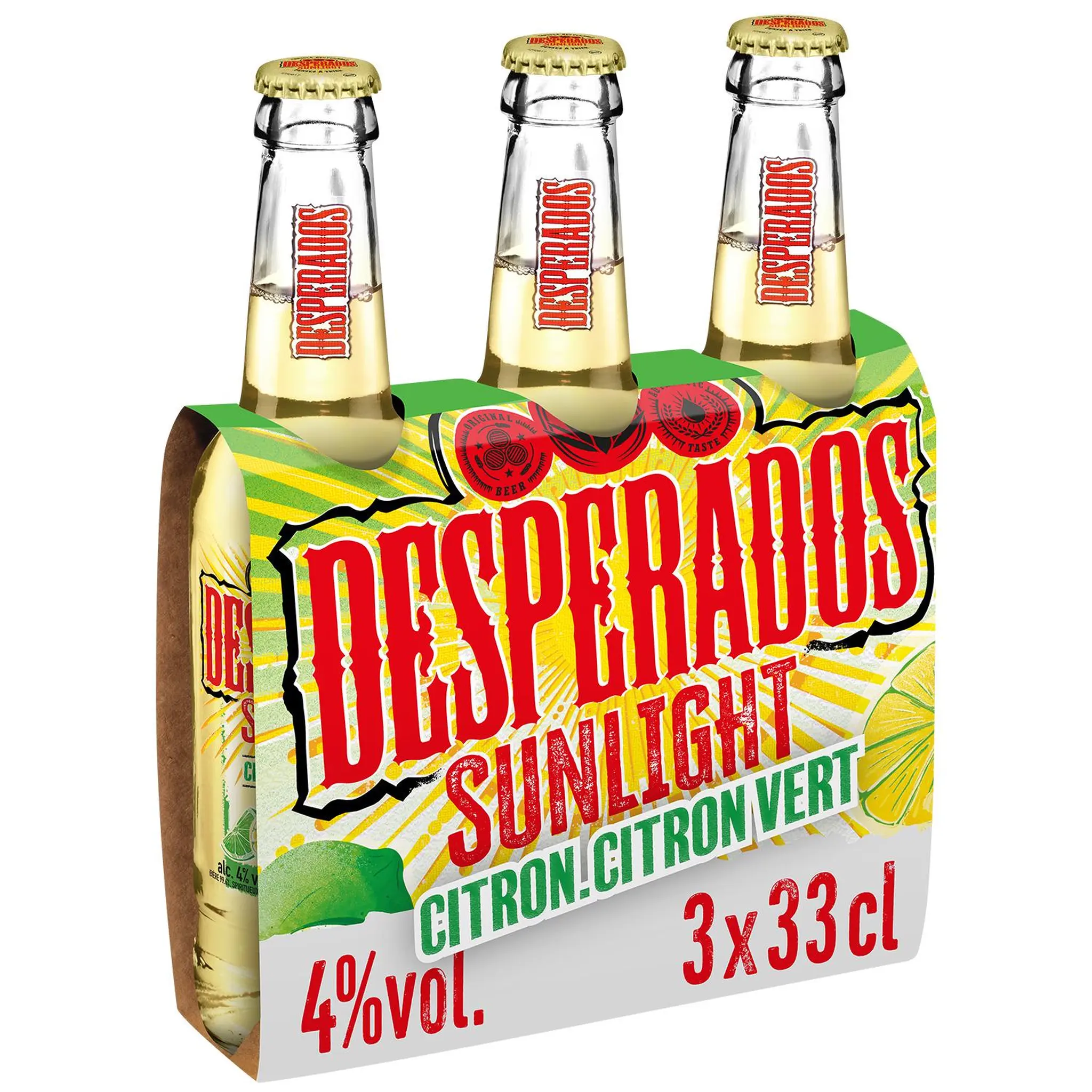 DESPERADOS Sunlight Bière légères aromatisée tequila au citron et citron vert 4% pack bouteilles