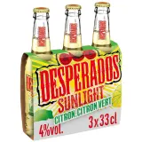 DESPERADOS Sunlight Bière légères aromatisée tequila au citron et citron vert 4% pack bouteilles
