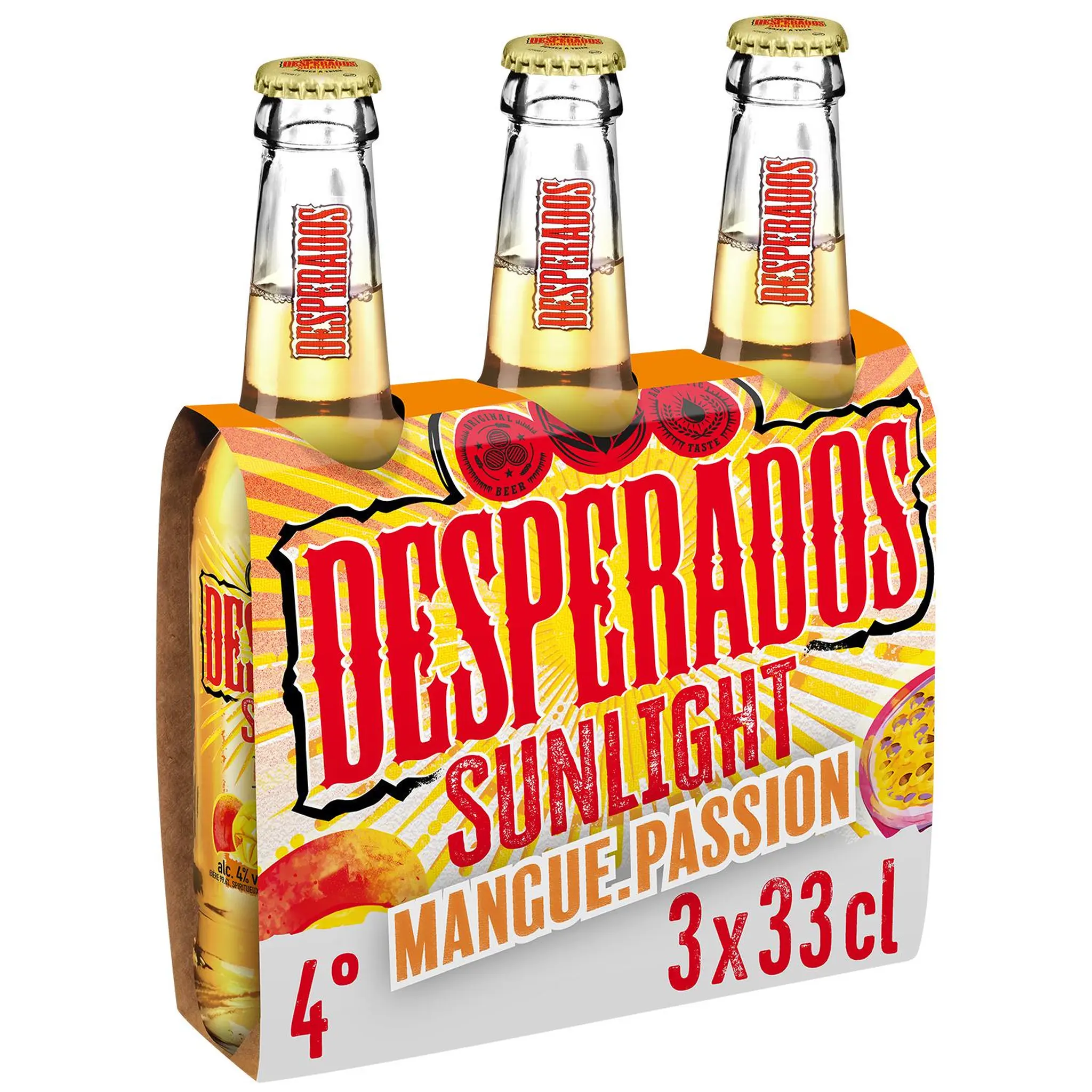 DESPERADOS Sunlight Bière légères aromatisée tequila à la mangue et passion 4% pack bouteilles