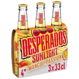 DESPERADOS Sunlight Bière légères aromatisée tequila à la mangue et passion 4% pack bouteilles