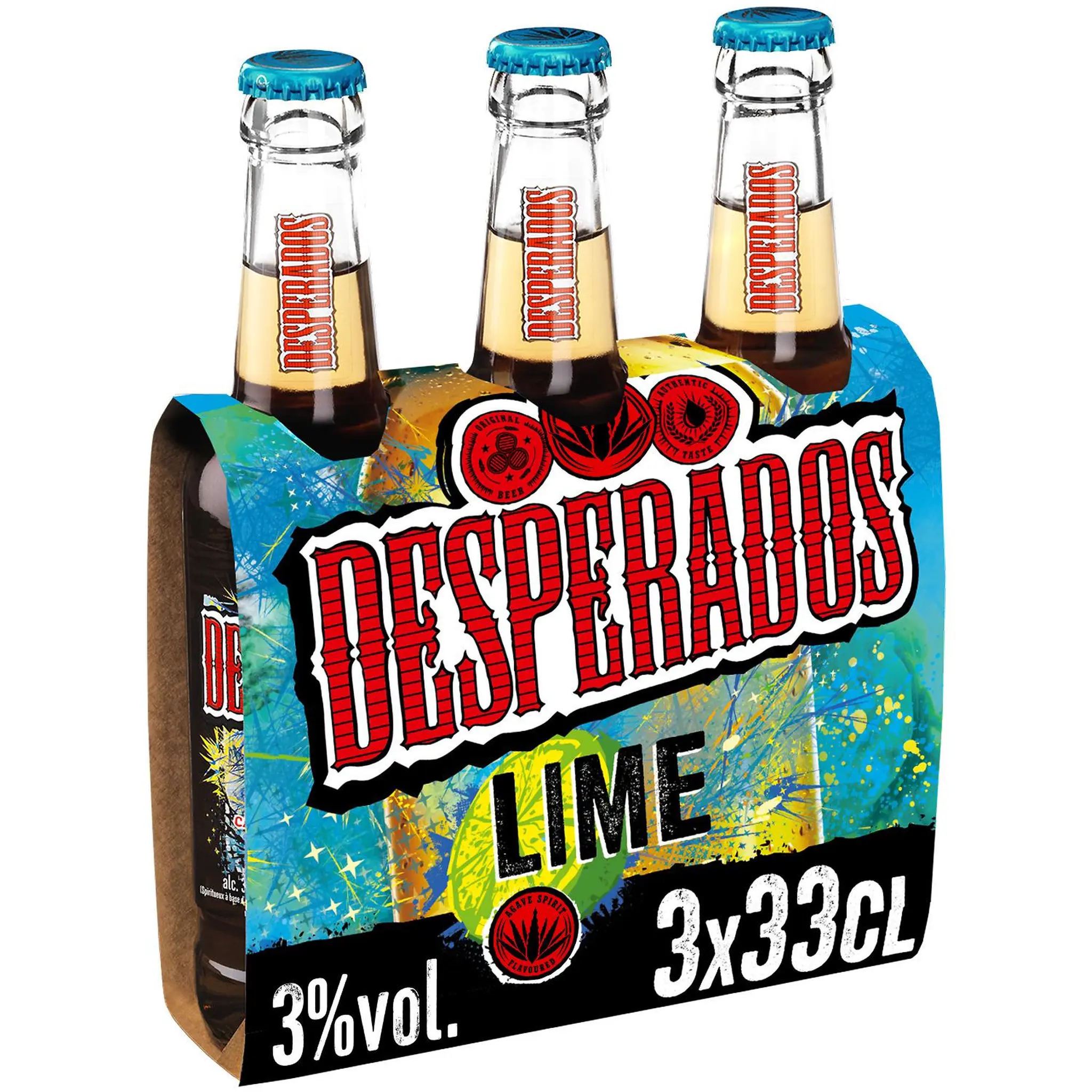 DESPERADOS Bière Lime arôme tequila cactus citron vert 3% pack bouteilles