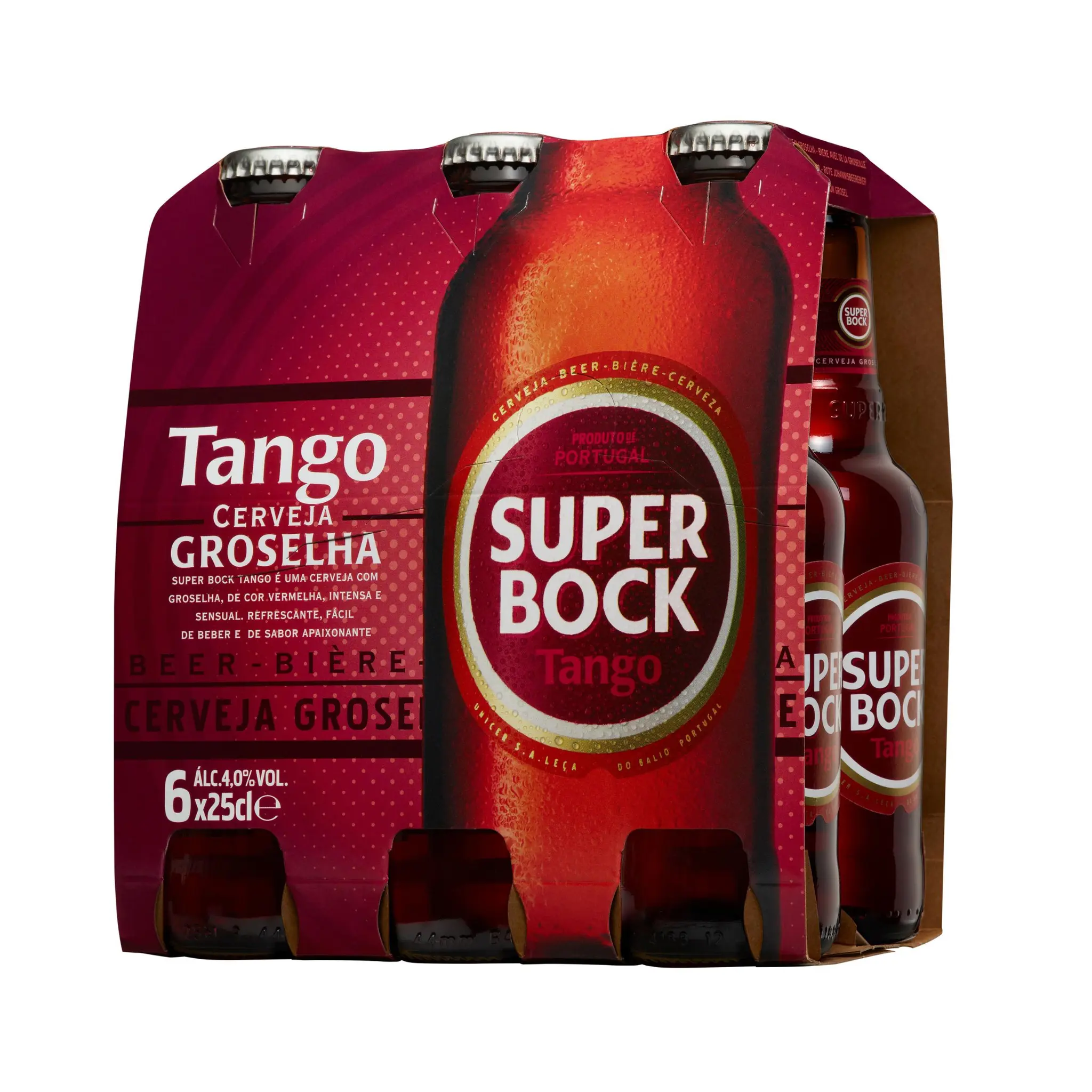 SUPER BOCK Bière portugaise Tango aromatisée fruits rouges 6,4% pack bouteilles